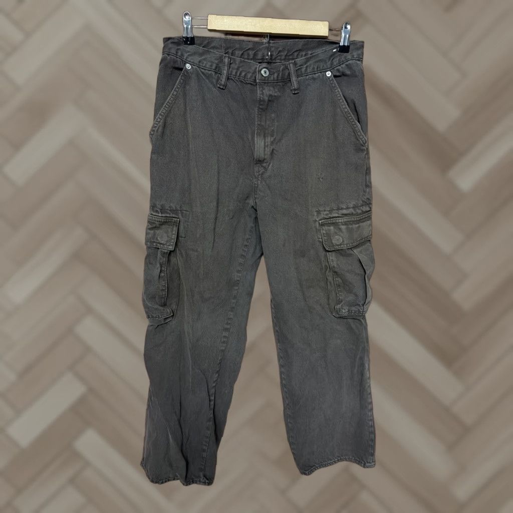 Gap Gap Cargo Pants Men Slim Taper 31x30 Brown Olive Cotton Blend Cargo Pocket Workwear Casual Slim Fit Distressed Canvas Size US 31 - 1 Thumbnail