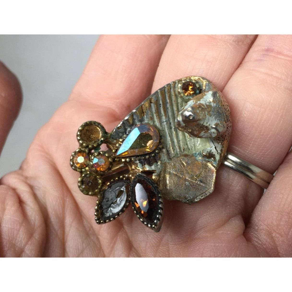 Other Women's Silver Tone Clip On Earrings with Multi-Colored Gems Size ONE SIZE - 4 Thumbnail