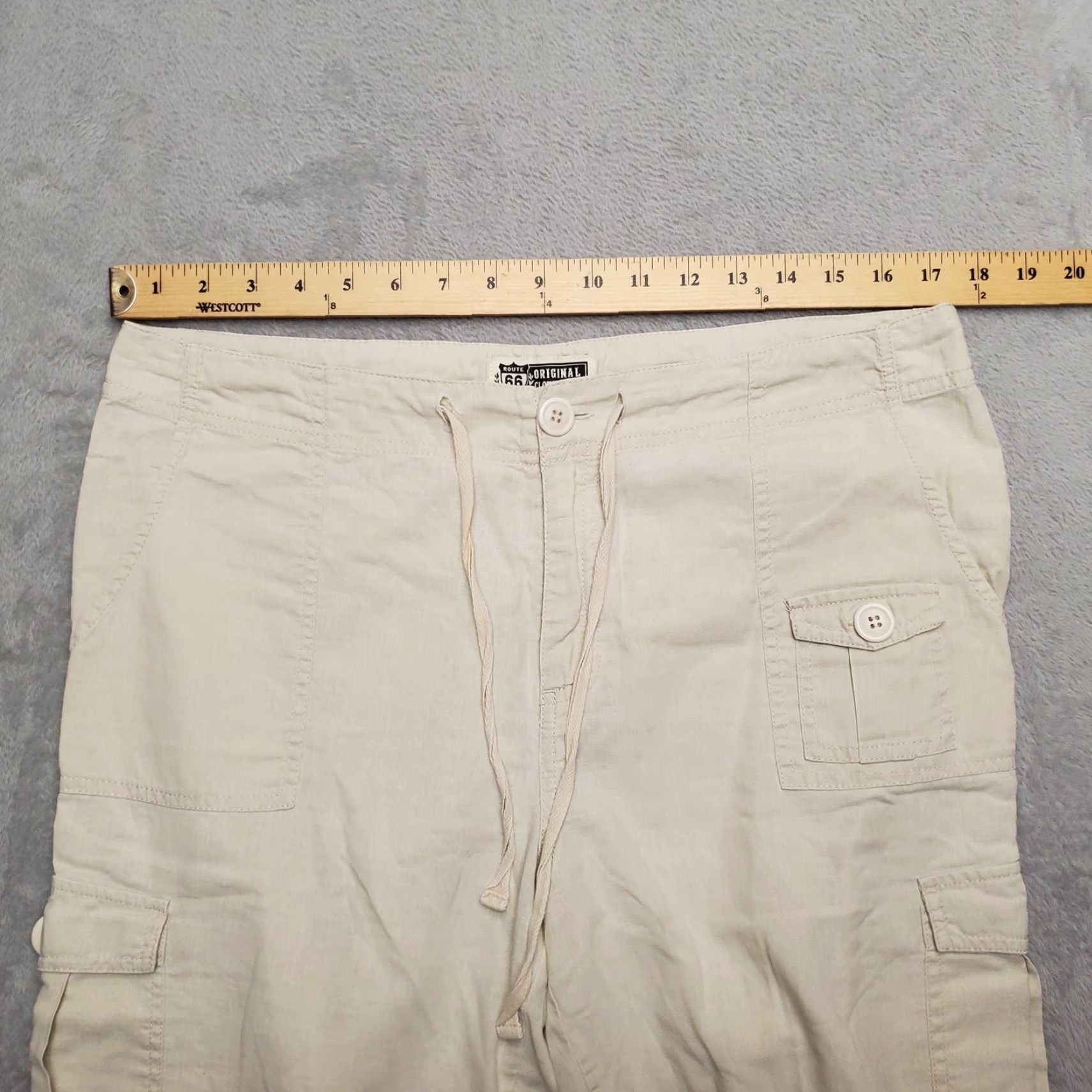 Route 66 Linen Pants Women 10 Beige Draw Strings Cargo Pocket Skimmer Route 66 Casual Cropped Pants Womens Beige Route 66 Linen Pants** Size 32" / US 10 / IT 46 - 6 Thumbnail