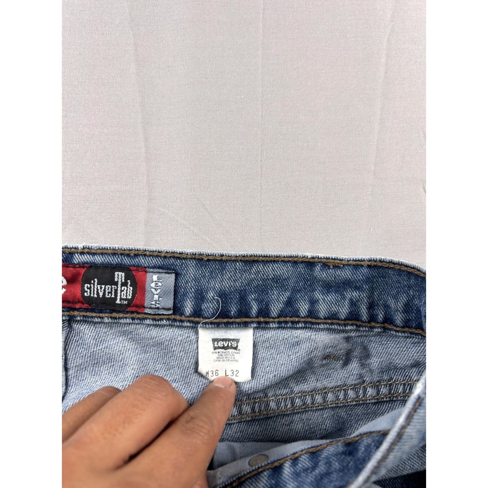 VINTAGE Levis Silvertab Loose Jeans Mens 35X31 Blue Baggy Wide Leg 
