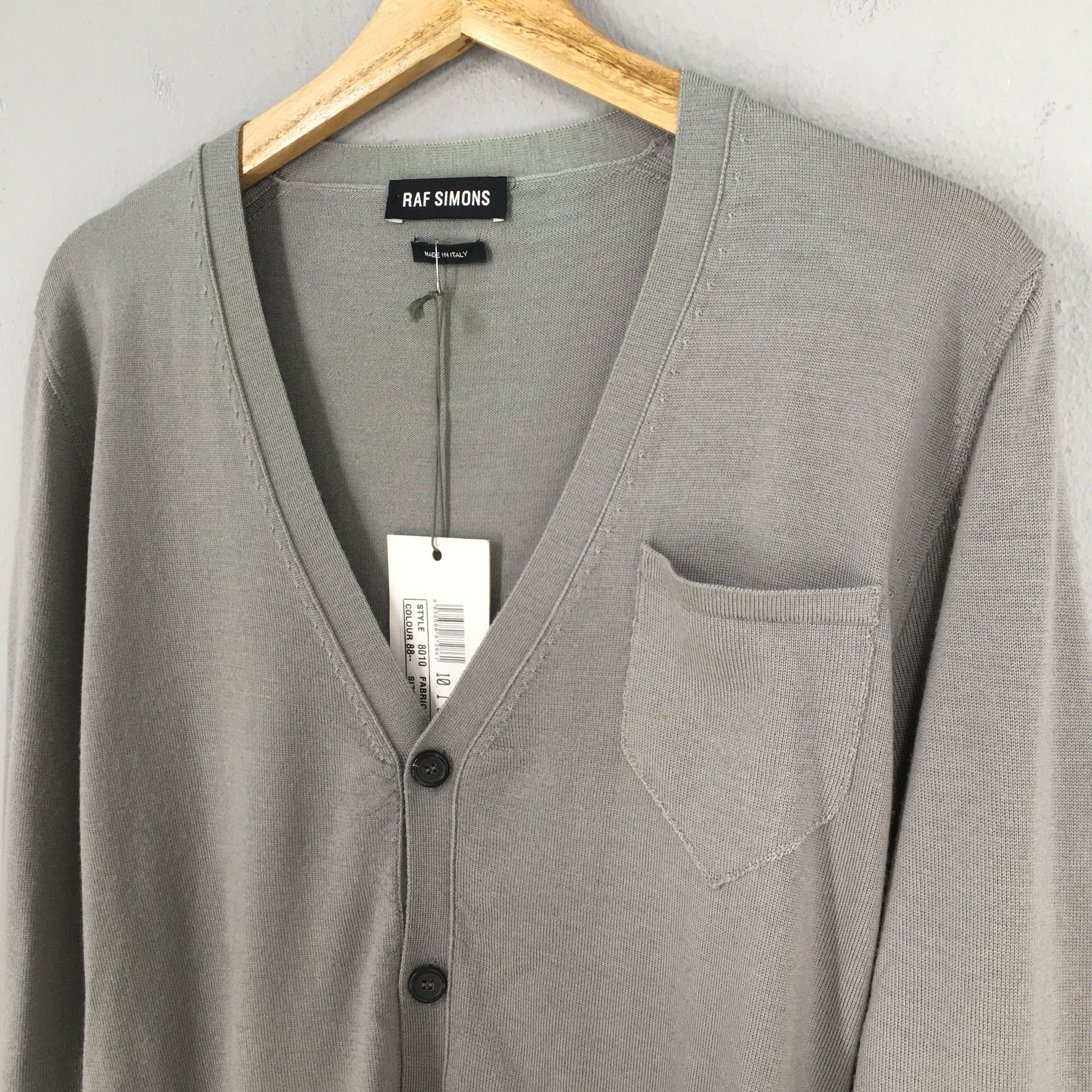Designer × Raf Simons Vintage Raf Simons Cardigan Italy Gray Lana Sweater Small Size S / US 4 / IT 40 - 3 Thumbnail