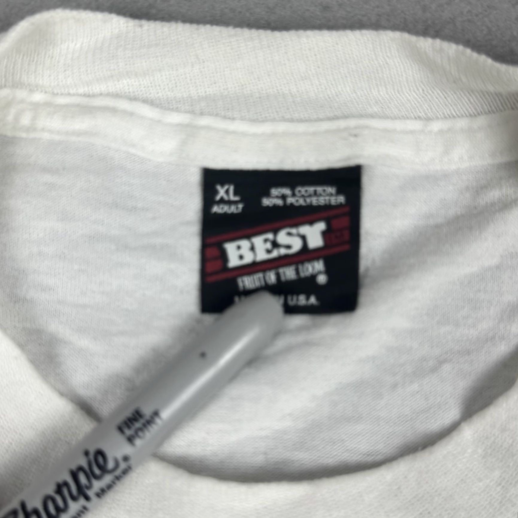Fruit Of The Loom VINTAGE Walk for Assumption Shirt Mens XL White Born to Foot Jive Made USA 90s Size US XL / EU 56 / 4 - 7 Thumbnail