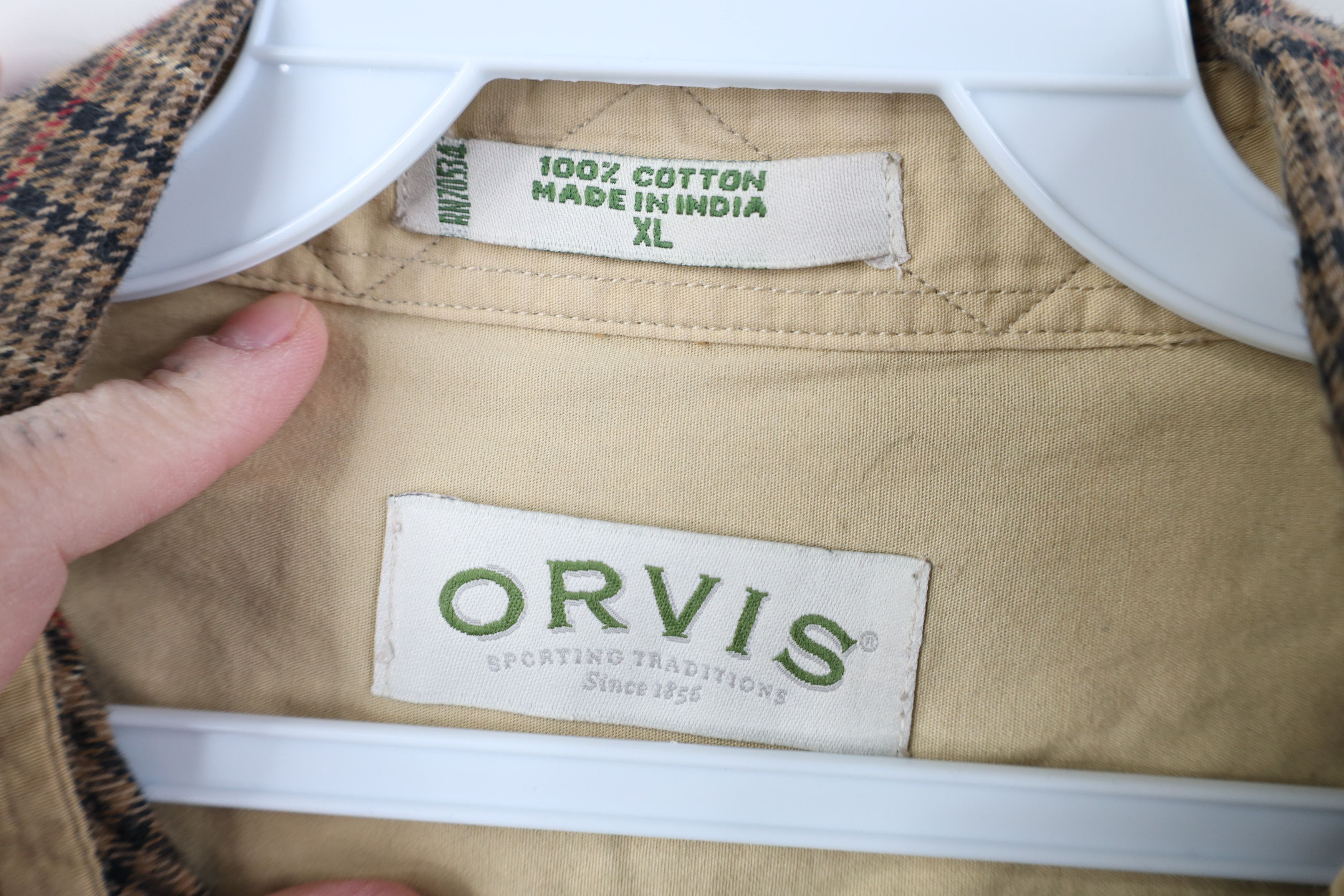 Orvis Vintage 90s Orvis Flannel Collared Button Down Shirt Size US XL / EU 56 / 4 - 5 Thumbnail