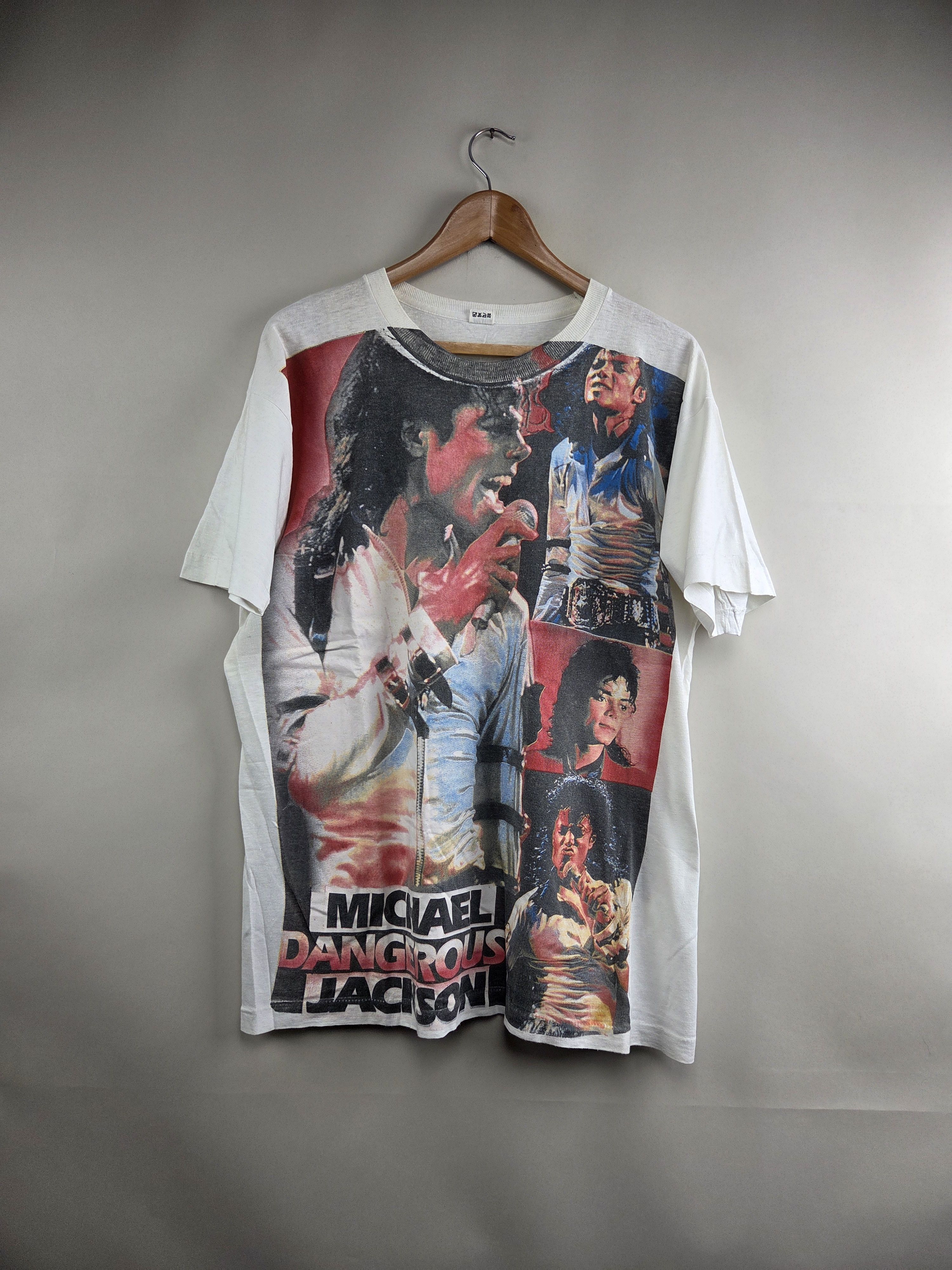 Band Tees × Michael Jackson × Vintage 1992 Michael Jackson Dangerous Full print XL 22" 28.5" Size US XL / EU 56 / 4 - 1 Thumbnail
