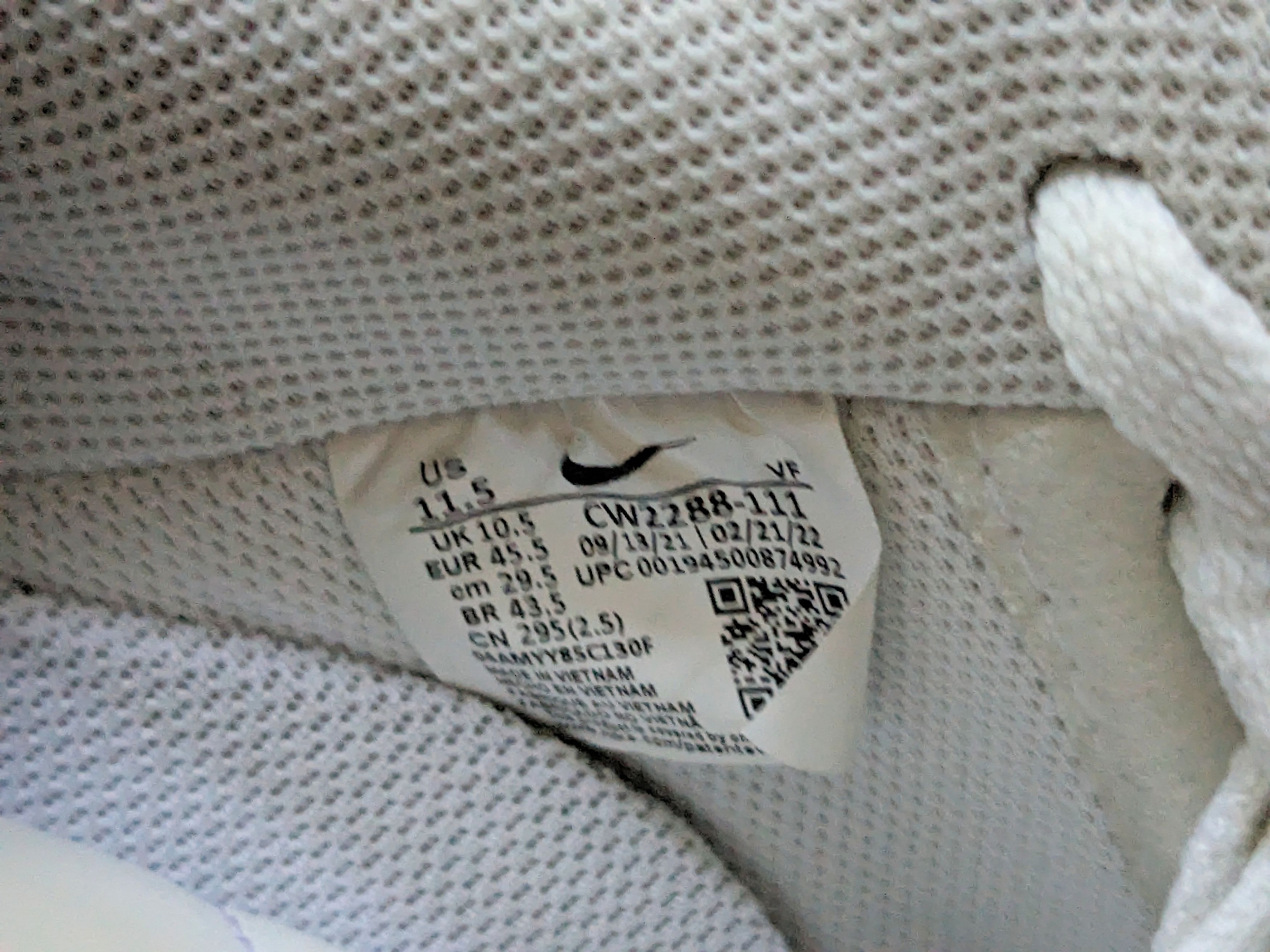 Nike Nike Air Force 1 Low Size 11.5 White Leather Lace CW2288-111 Size US 11.5 / EU 44-45 - 11 Thumbnail
