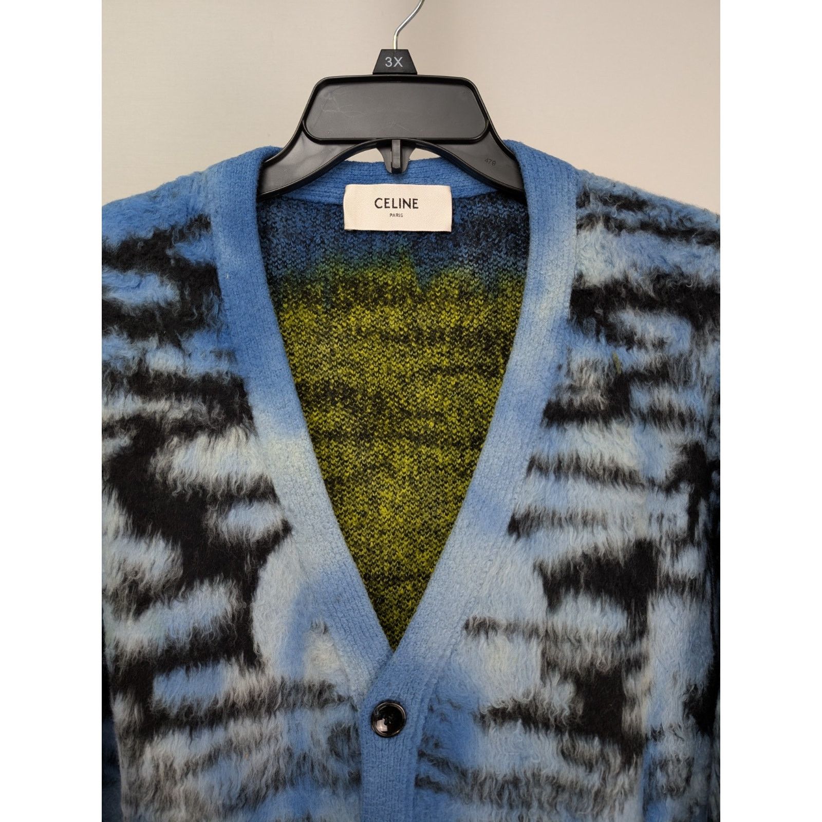 Celine o1rshd1 Blue Palm Printed Cotton Blend Cardigan Sweater Size US M / EU 48-50 / 2 - 2 Thumbnail