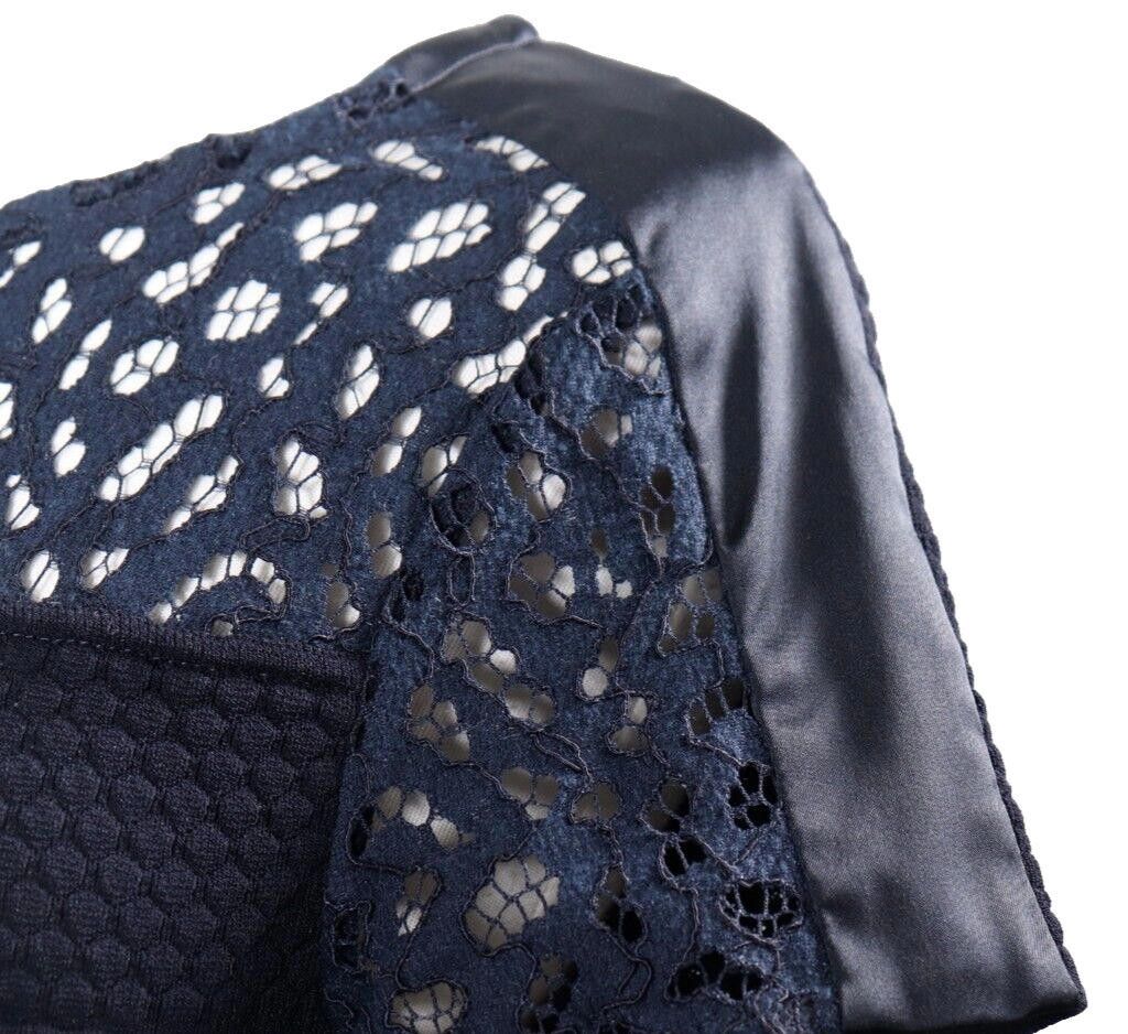 Designer Marc Cain US8 Navy Blue Lace Knit Shift Dress Mini Size M / US 6-8 / IT 42-44 - 9 Thumbnail