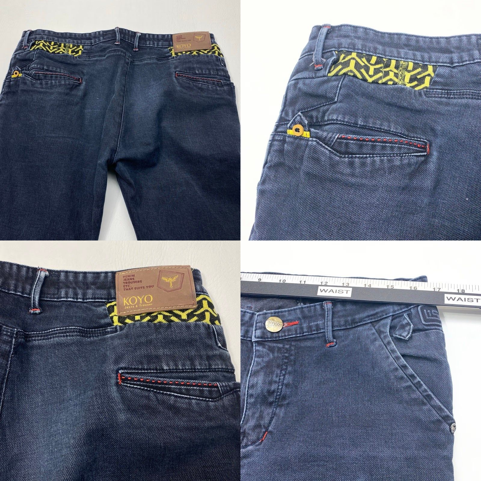 CO KOYO Mens Jeans 36x33 Blue Denim Stretch Relaxed Straight 8520 Size US 36 / EU 52 - 8 Thumbnail