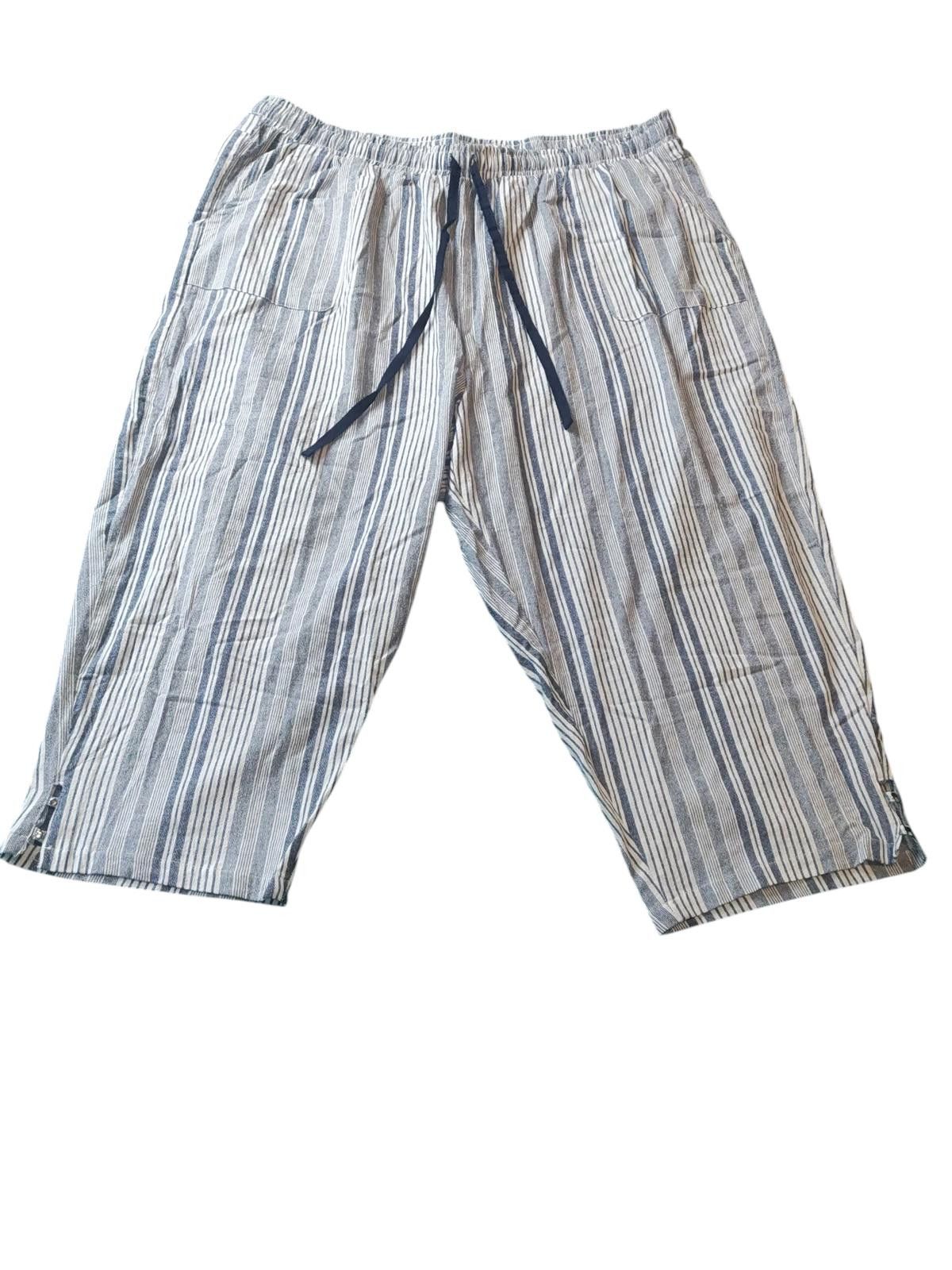 Unknown London C. D. Daniels Women's Striped Cropped Pants with Drawstring Size 42" / US 20 - 2 Thumbnail