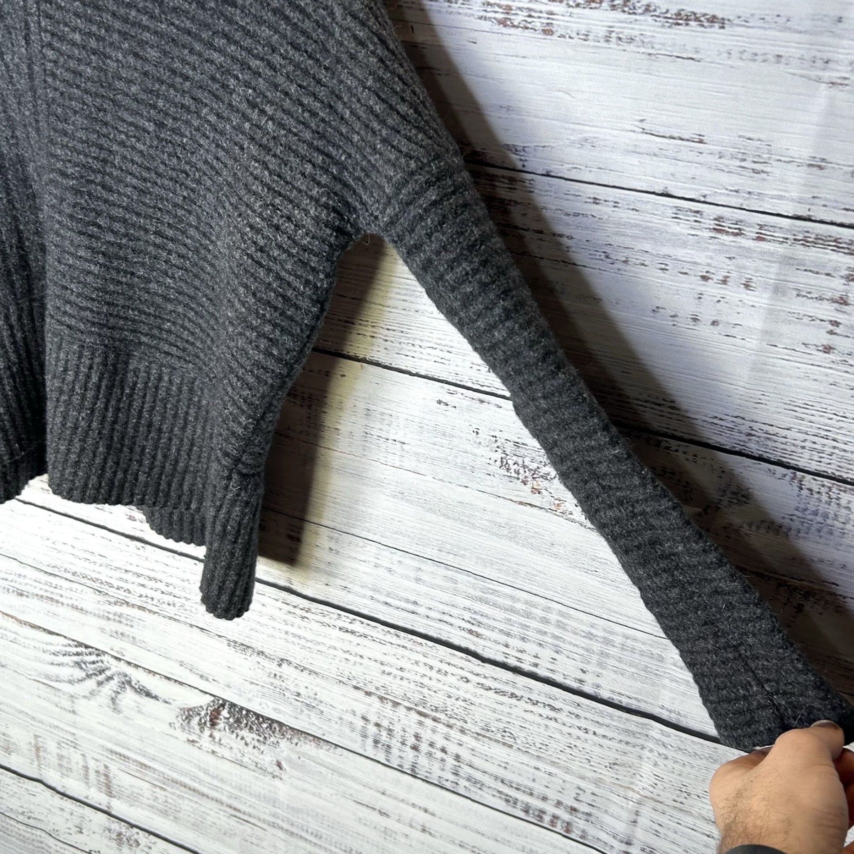 Allsaints ALLSAINTS Sweater Shirt Cropped Mock Neck Wool Blend Gray S Women’s Small Pullover Tight-Knit Long Sleeve Body Subtype: Terra Jumper Size S / US 4 / IT 40 - 2 Thumbnail