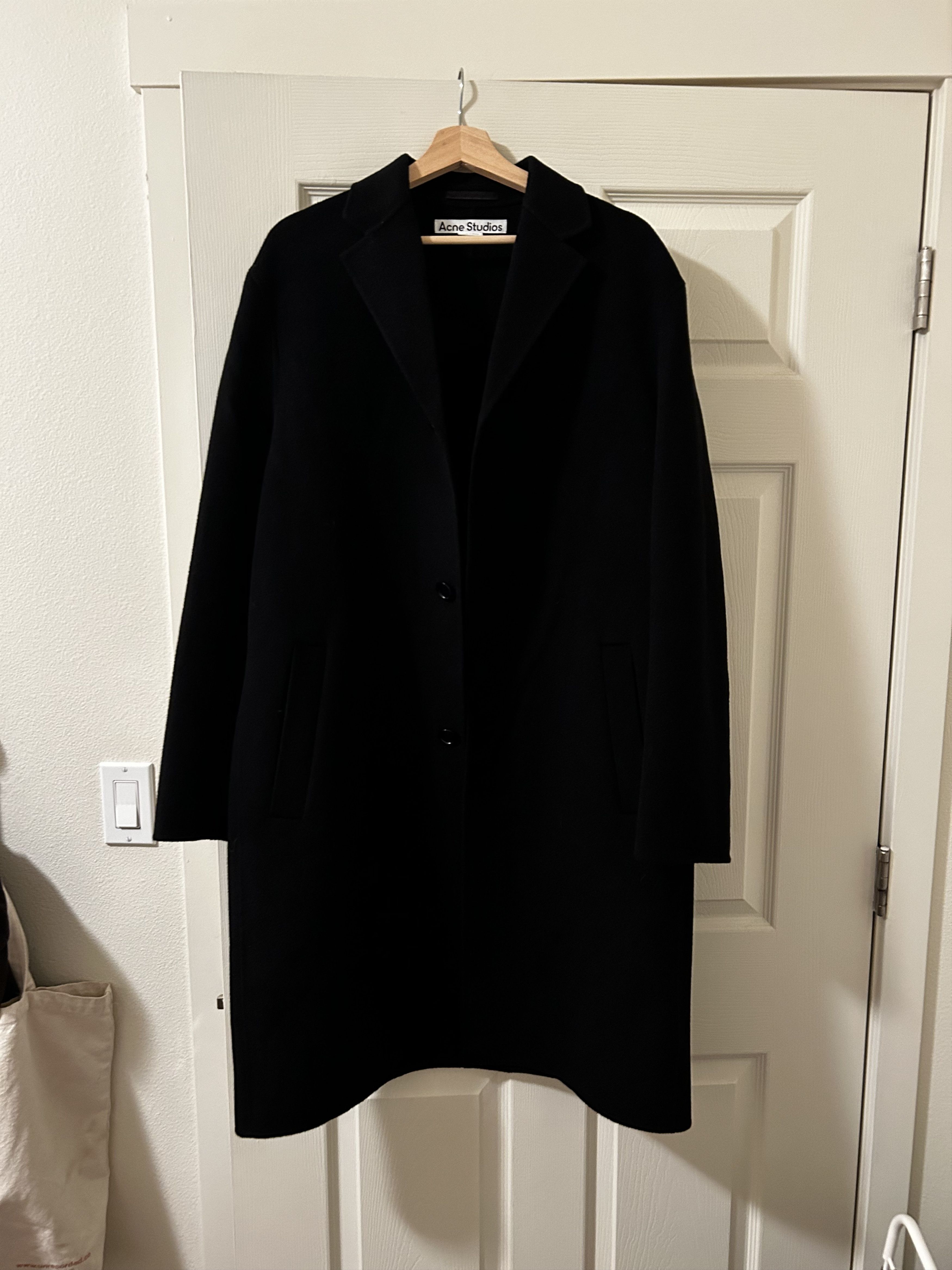 image of Acne Studios Double Face Wool Topcoat in Black, Men's (Size Medium)