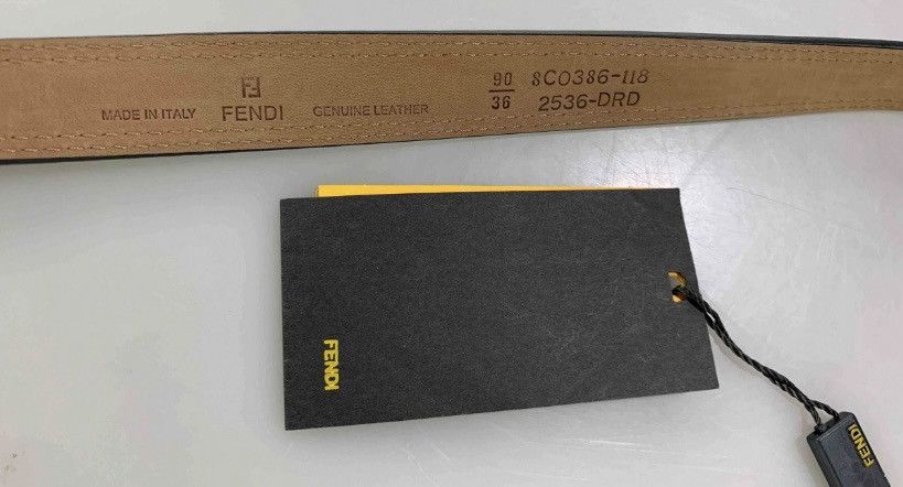 Fendi Fendi 🇮🇹 gold FF buckle black leather belt unisex 90 NEW Size 34 - 2 Thumbnail