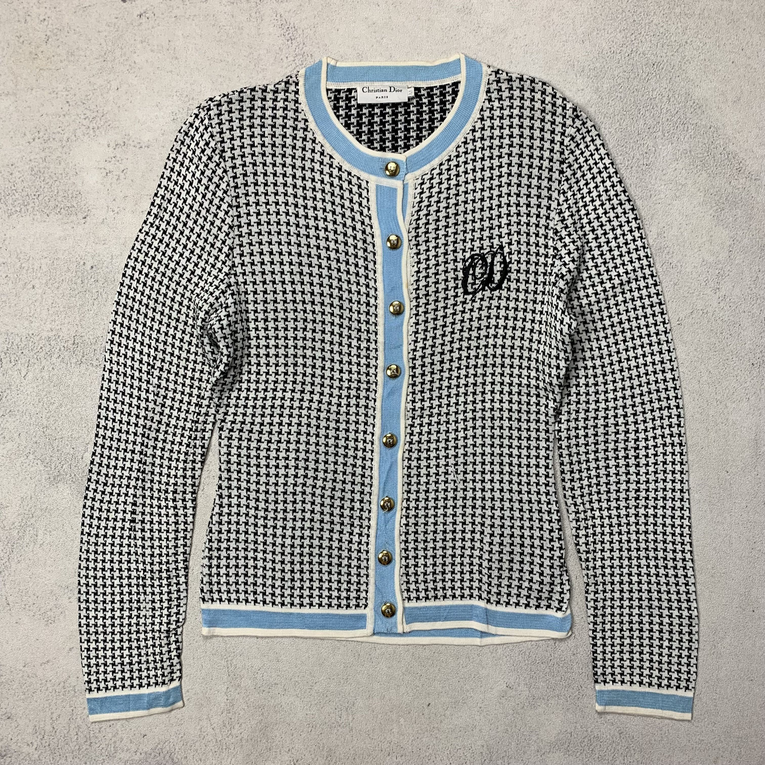 Dior Vintage Christian Dior Houndstooth Tweed Cardigan Size M / US 6-8 / IT 42-44 - 1 Thumbnail