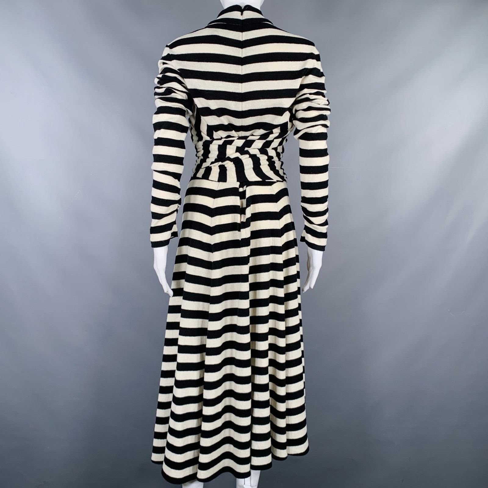 Marc Jacobs Size 6 Black White Wool Nylon Stripe Belted Dress Size M / US 6-8 / IT 42-44 - 4 Thumbnail