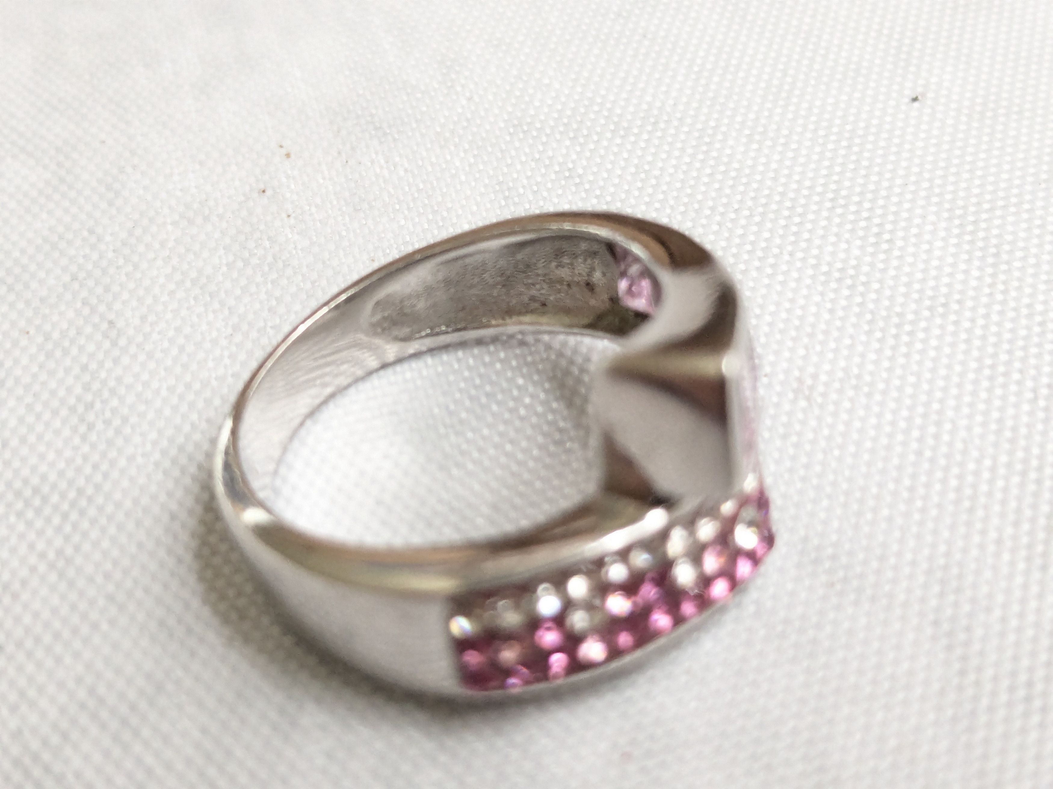Jewelry Sterling Silver Ring 6.5 Pink Topaz CZ Bypass Size ONE SIZE - 7 Thumbnail
