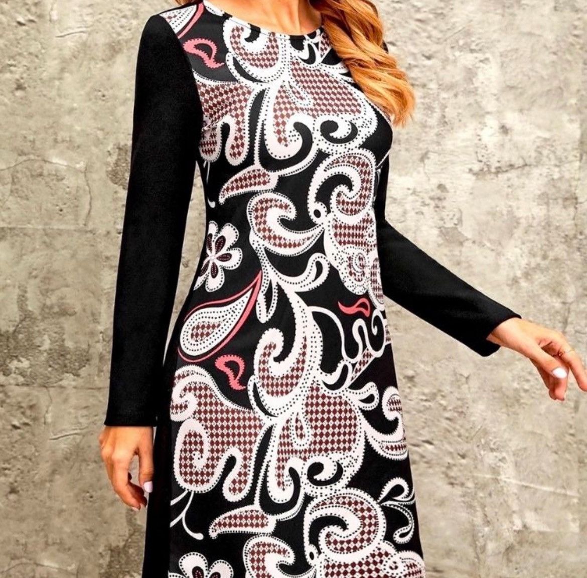 Designer × Other Nwt, Lavishly Paris Women’s Damask Print Fitted Dress Size S / US 4 / IT 40 - 5 Thumbnail