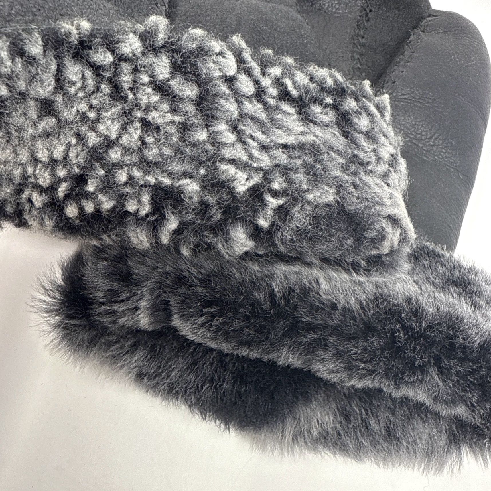 Vintage VINTAGE Real Sheepskin Gloves Mittens Women’s M Black Winter Mitten Handwear Womens Winter Accessories Size ONE SIZE - 3 Thumbnail