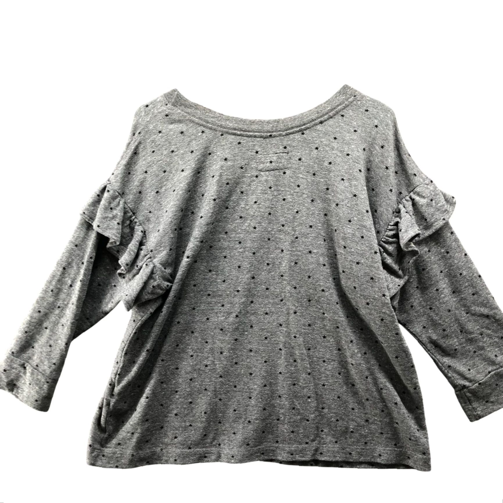 Vintage Current/Elliott Sweatshirt Womens Size S Gray Star Print Lightweight Ruffle Crewneck Pullover Size S / US 4 / IT 40 - 2 Thumbnail