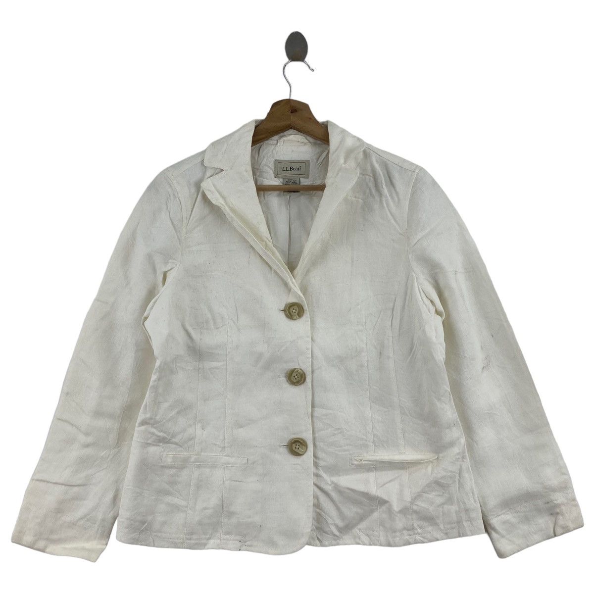 L.L. Bean × Vintage Vintage LL BEAN USA Plain White Blazer Coat Size S / US 4 / IT 40 - 1 Thumbnail