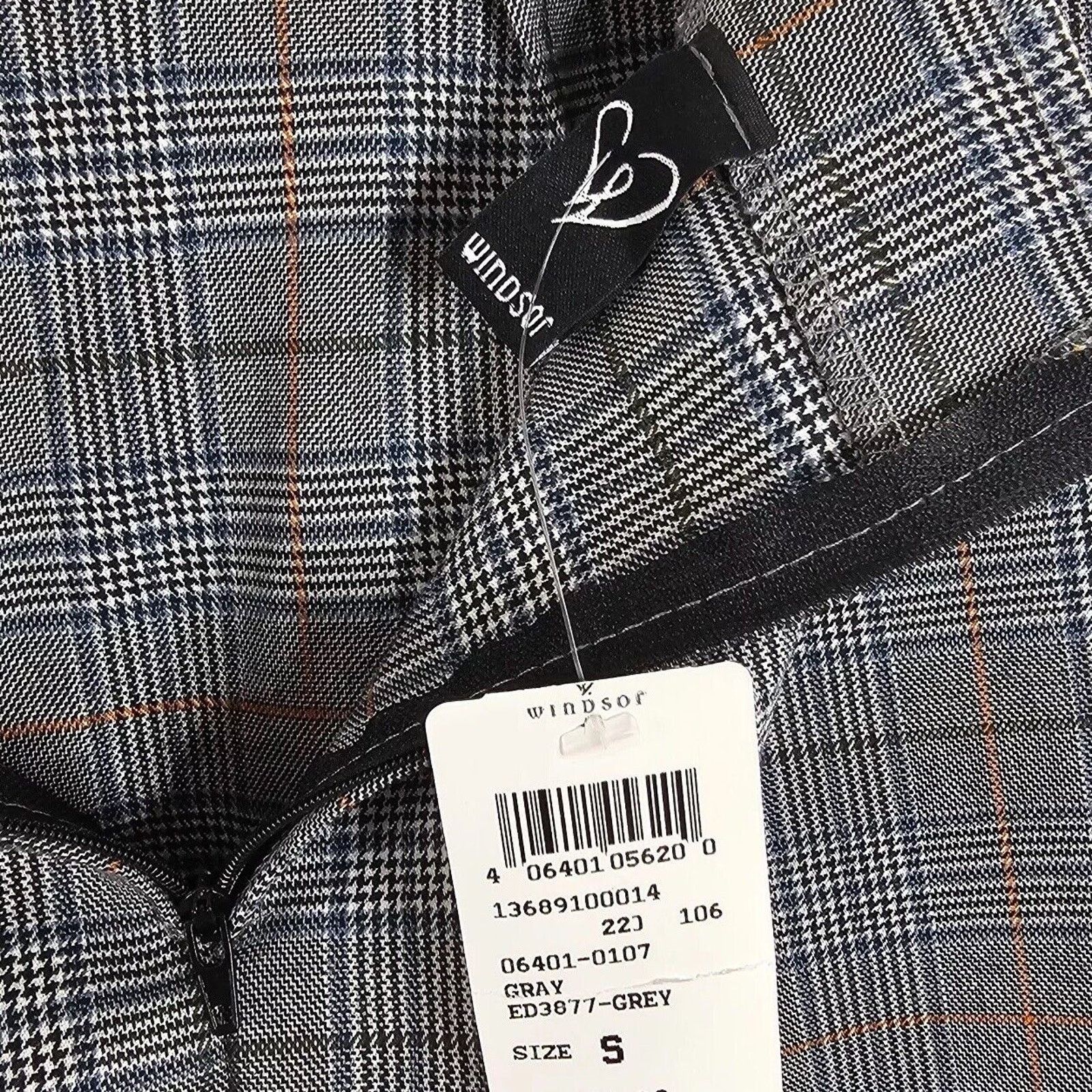 Other NWT Windsor Gray Plaid High Waist Side Slit Mini Skirt S Size 27" / US 4 / IT 40 - 4 Thumbnail