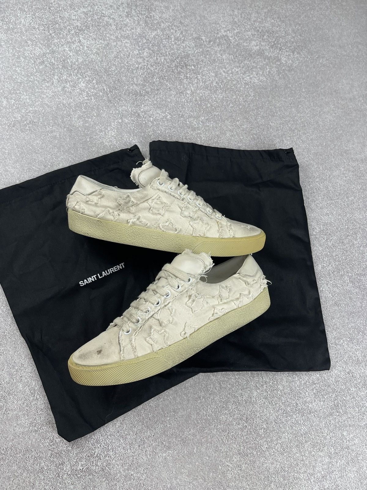 Saint Laurent Paris × Yves Saint Laurent Saint Laurent Paris Distressed Denim Sneakers Size 38 Size US 8 / IT 38 - 2 Thumbnail