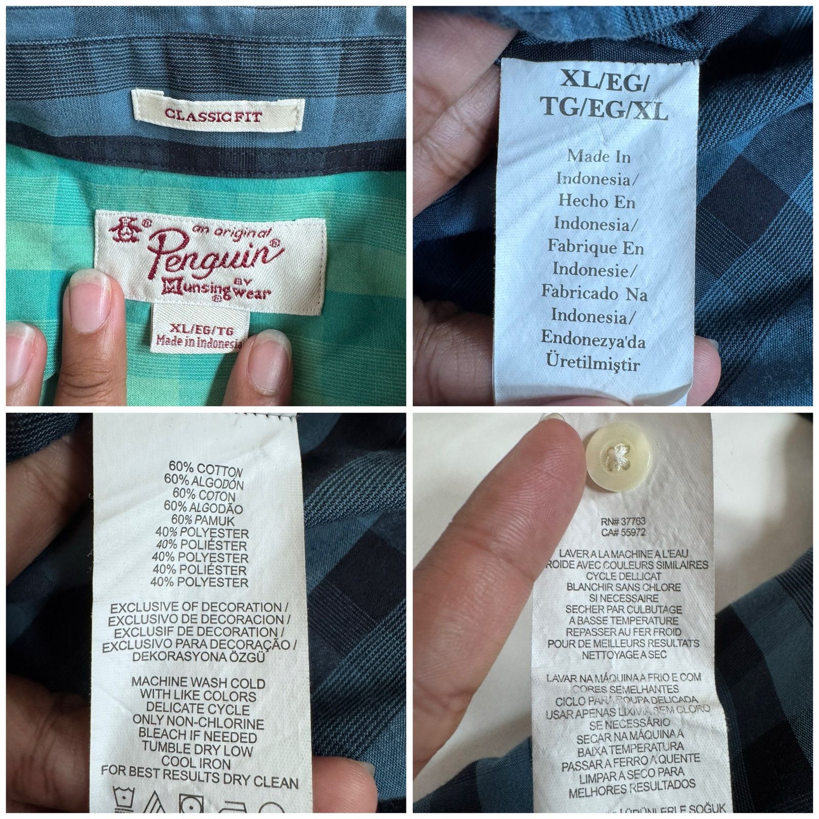 Original Penguin Original Penguin Button Up Shirt Blue Check Short Sleeve XL Size US XL / EU 56 / 4 - 7 Thumbnail
