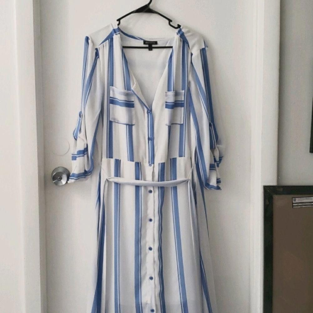 Designer CT1271a BLUE AND WHITE STRIPED MAXI DRESS XL Size XL / US 12-14 / IT 48-50 - 1 Thumbnail