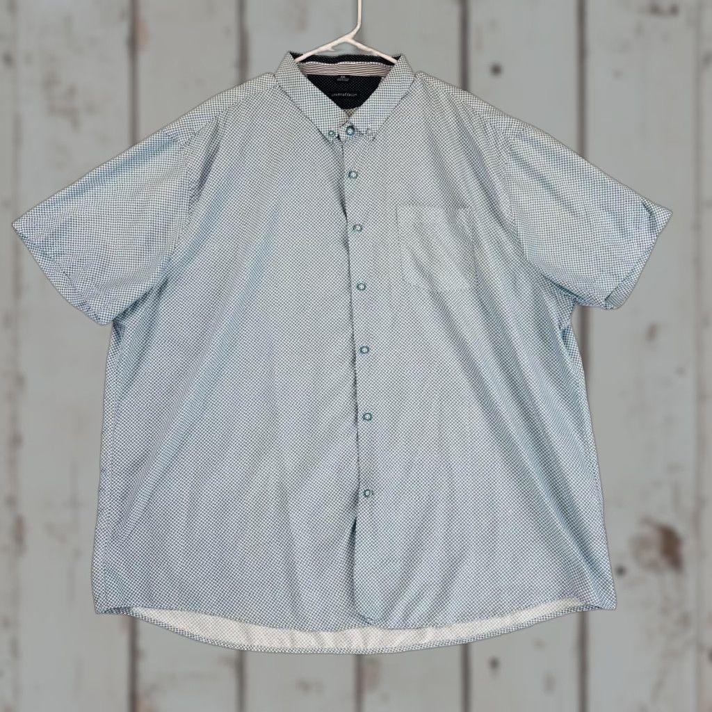 Vintage Interaffair Shirt Mens 4XL Blue Geometric Print Short Sleeve Button-Down Pocket Shirt Size US XXL / EU 58 / 5 - 1 Thumbnail