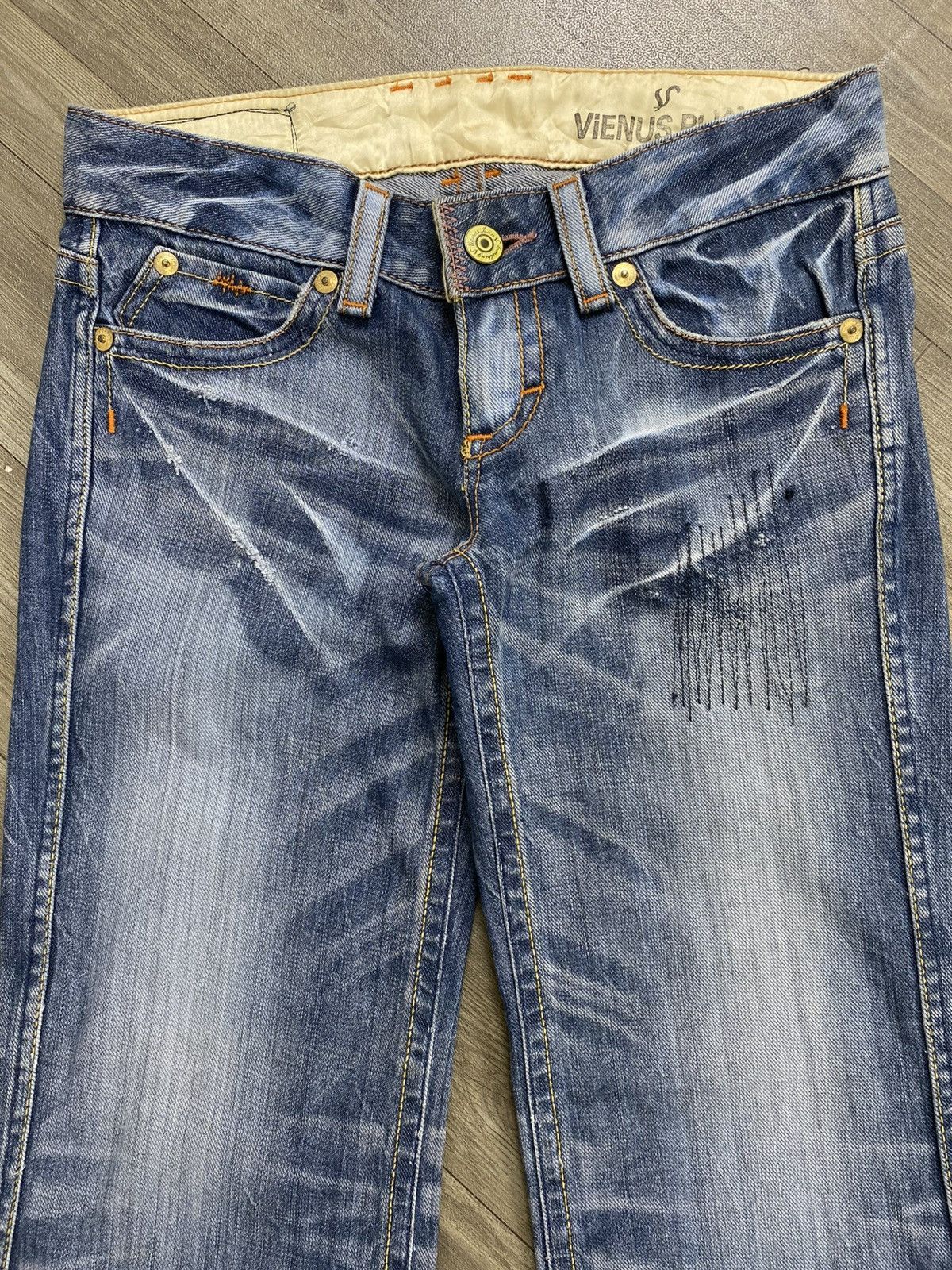 If Six Was Nine 2000s Venus Edwin Distressed Punk Faded Bootcut Flared Jeans Size US 30 / EU 46 - 5 Thumbnail