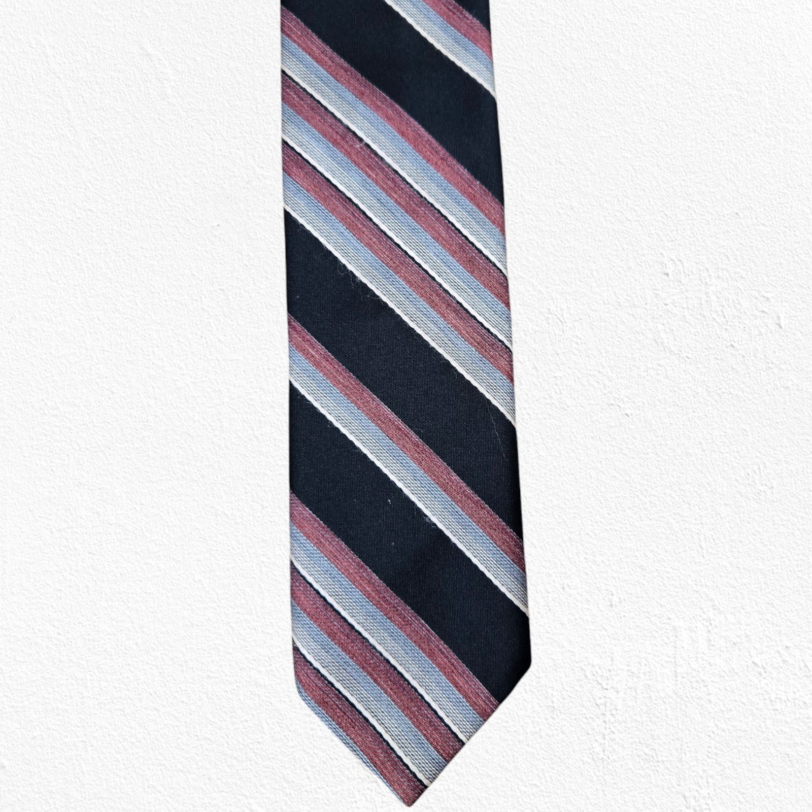 Vintage 60s Vintage Black Red Diagonal Striped USA Made Tie Size ONE SIZE - 1 Thumbnail