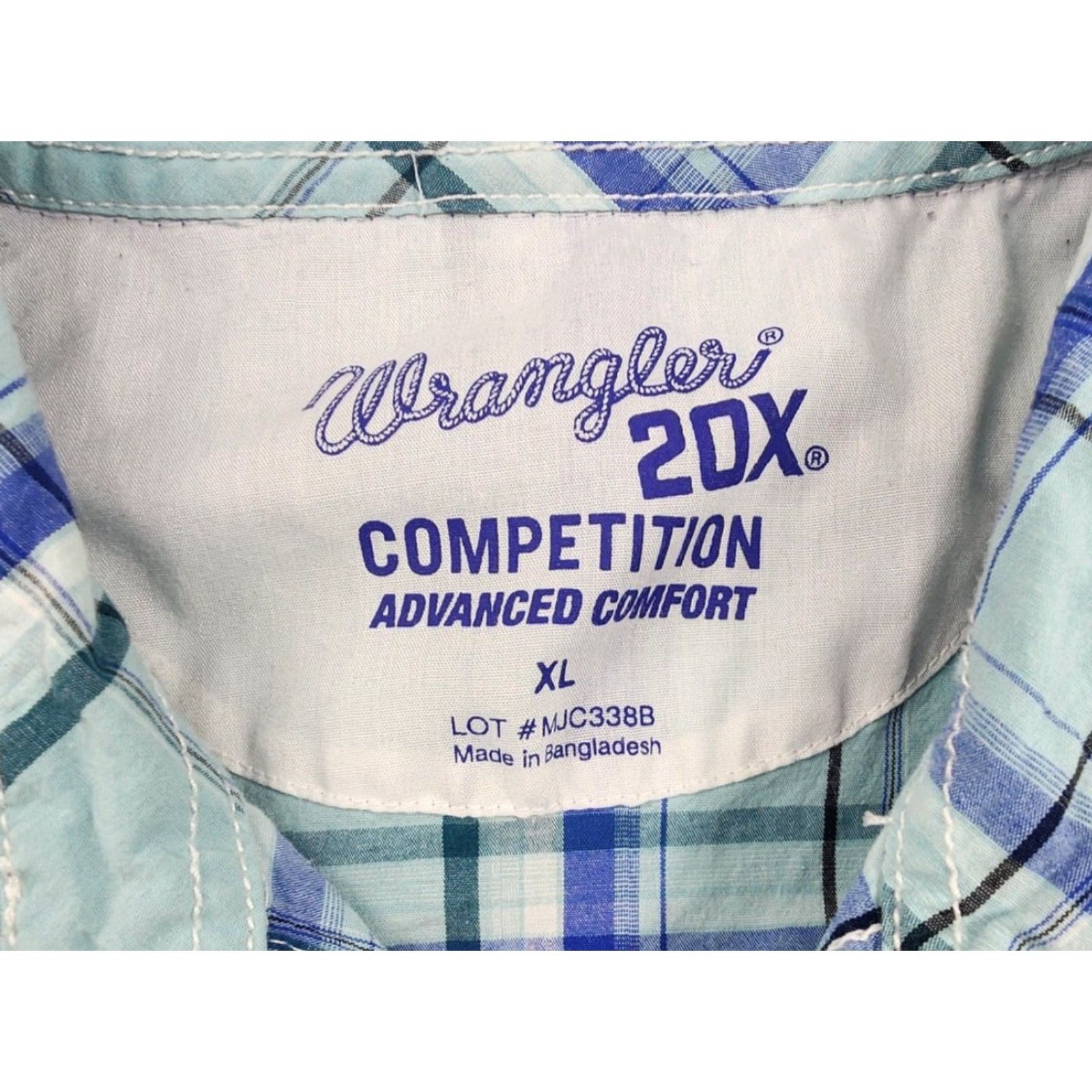 Wrangler Wrangler 20X Competition Shirt XL Blue Green Plaid Western Snap Pearl Rodeo Mens Size US XL / EU 56 / 4 - 6 Thumbnail