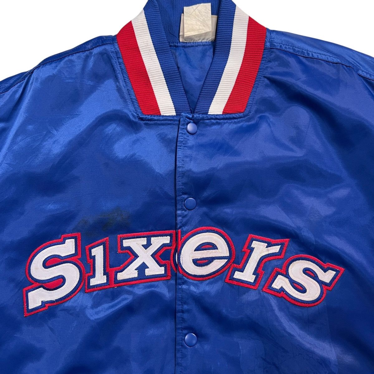 Majestic 🔥 Vintage NBA 76ers Sixers Majestic Satin Bomber Jacket Size US XXL / EU 58 / 5 - 3 Thumbnail