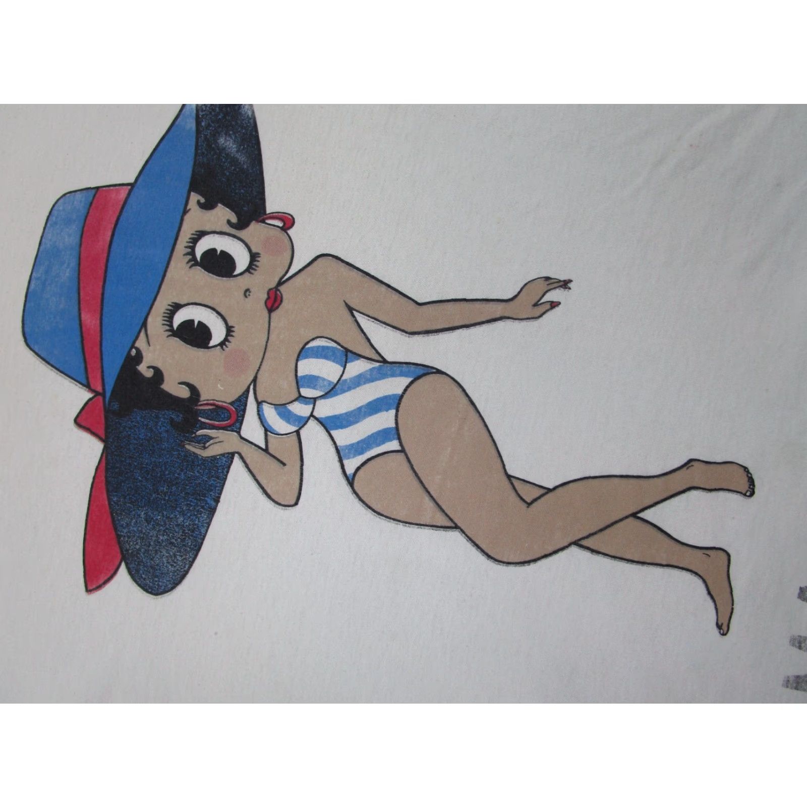 VINTAGE Betty Boop Shirt Dress Women Medium Oversized 90s Mexico Vallarta  White Cotton Jersey Short Sleeve