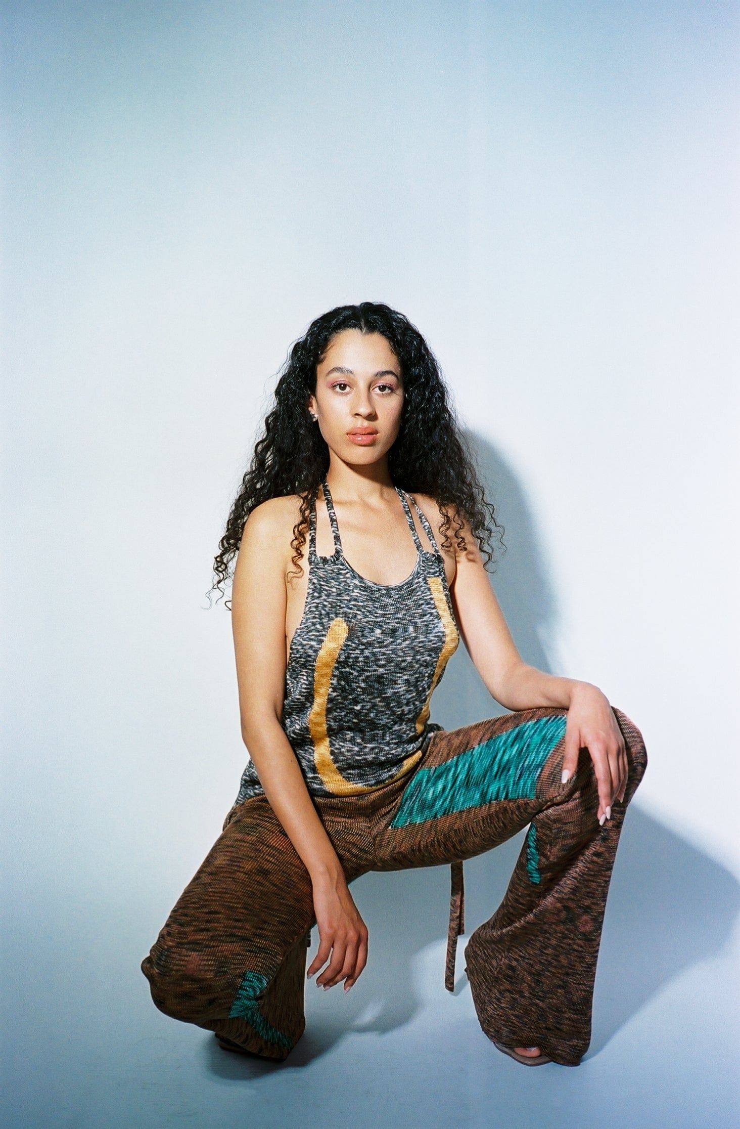 Eckhaus Latta Eckhaus Latta Glitch Knit Brown & Green Pattern Flare Pants Size 28" / US 6 / IT 42 - 8 Thumbnail