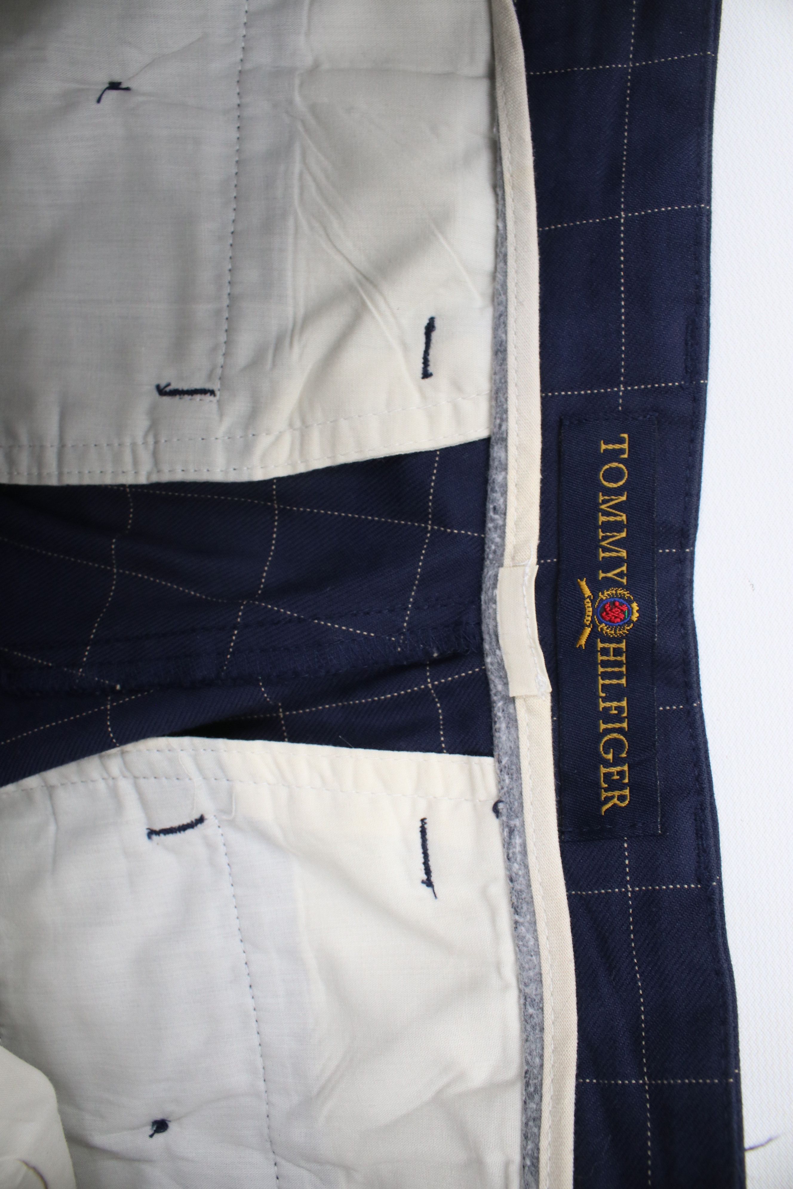 Tommy Hilfiger × Vintage Vintage 90s Tommy Hilfiger Cuffed Chino Pants Blue Plaid Size US 30 / EU 46 - 7 Thumbnail