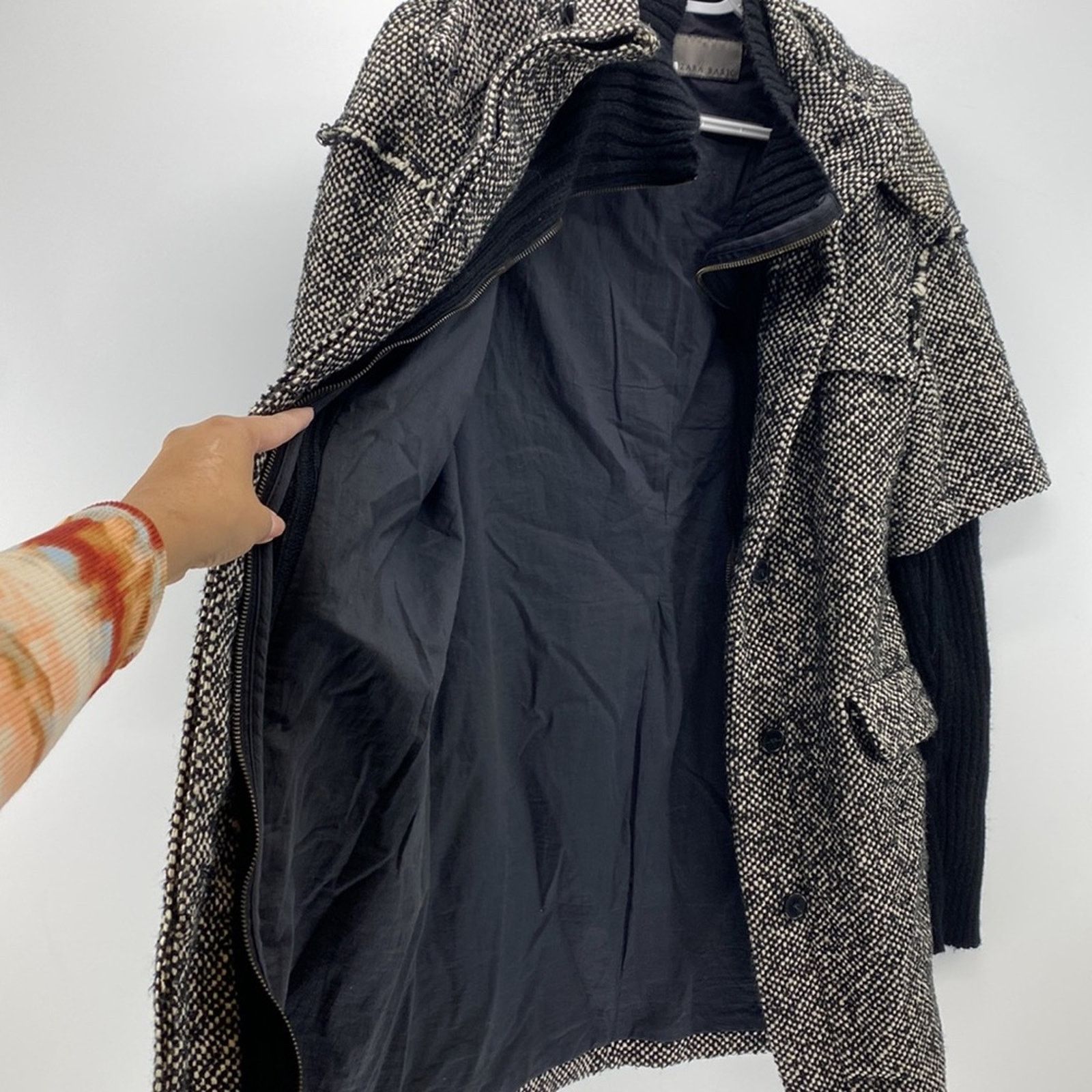 Zara Zara Basic Tweed Full Zip Jacket Black White Marled size M Size M / US 6-8 / IT 42-44 - 4 Thumbnail