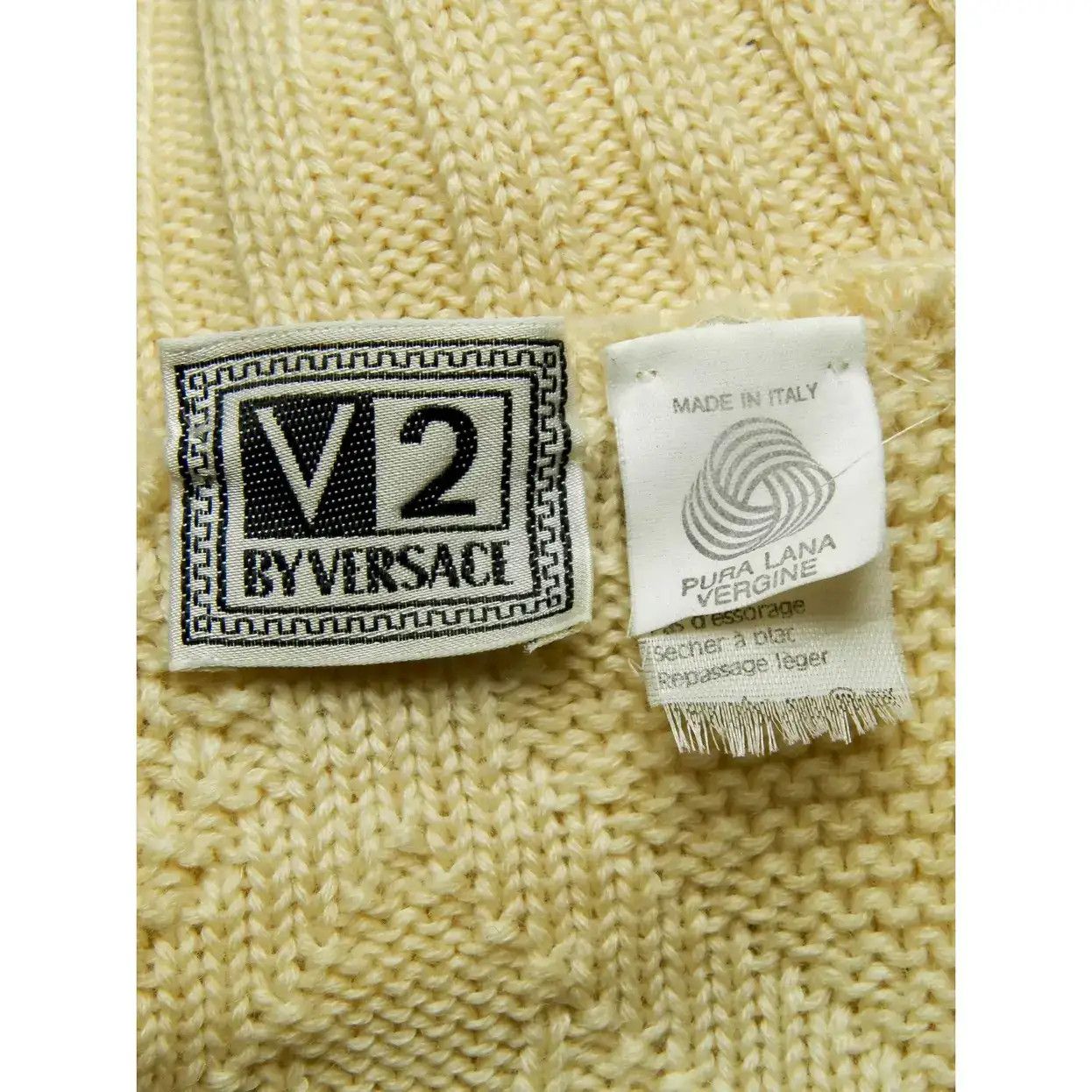 Versace V2 by Versace cream aran cable knit sweater Size US XL / EU 56 / 4 - 5 Thumbnail