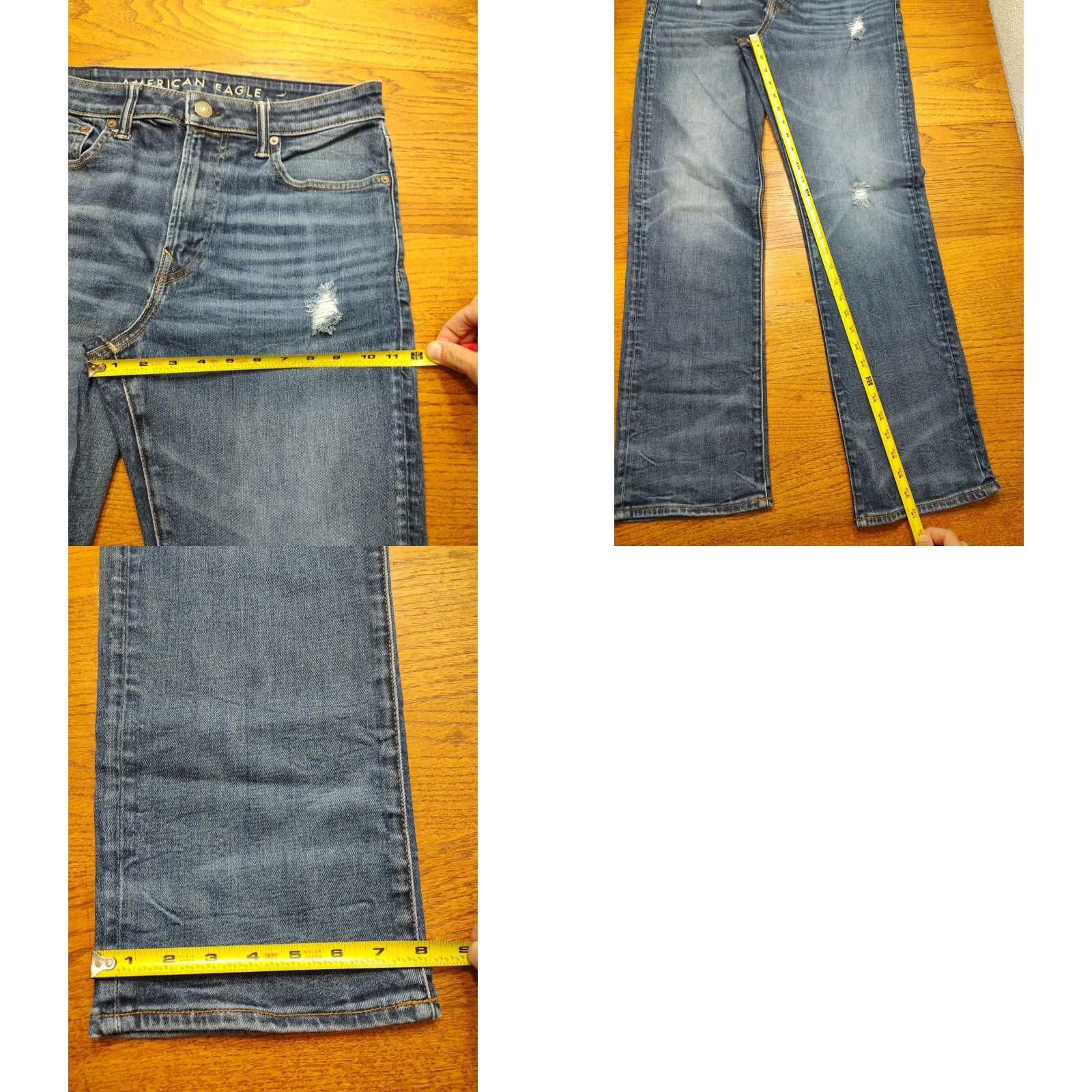American Eagle Outfitters American Eagle Jeans Mens Relaxed Straight Distressed Denim Blue 33x32 Size US 33 - 9 Thumbnail