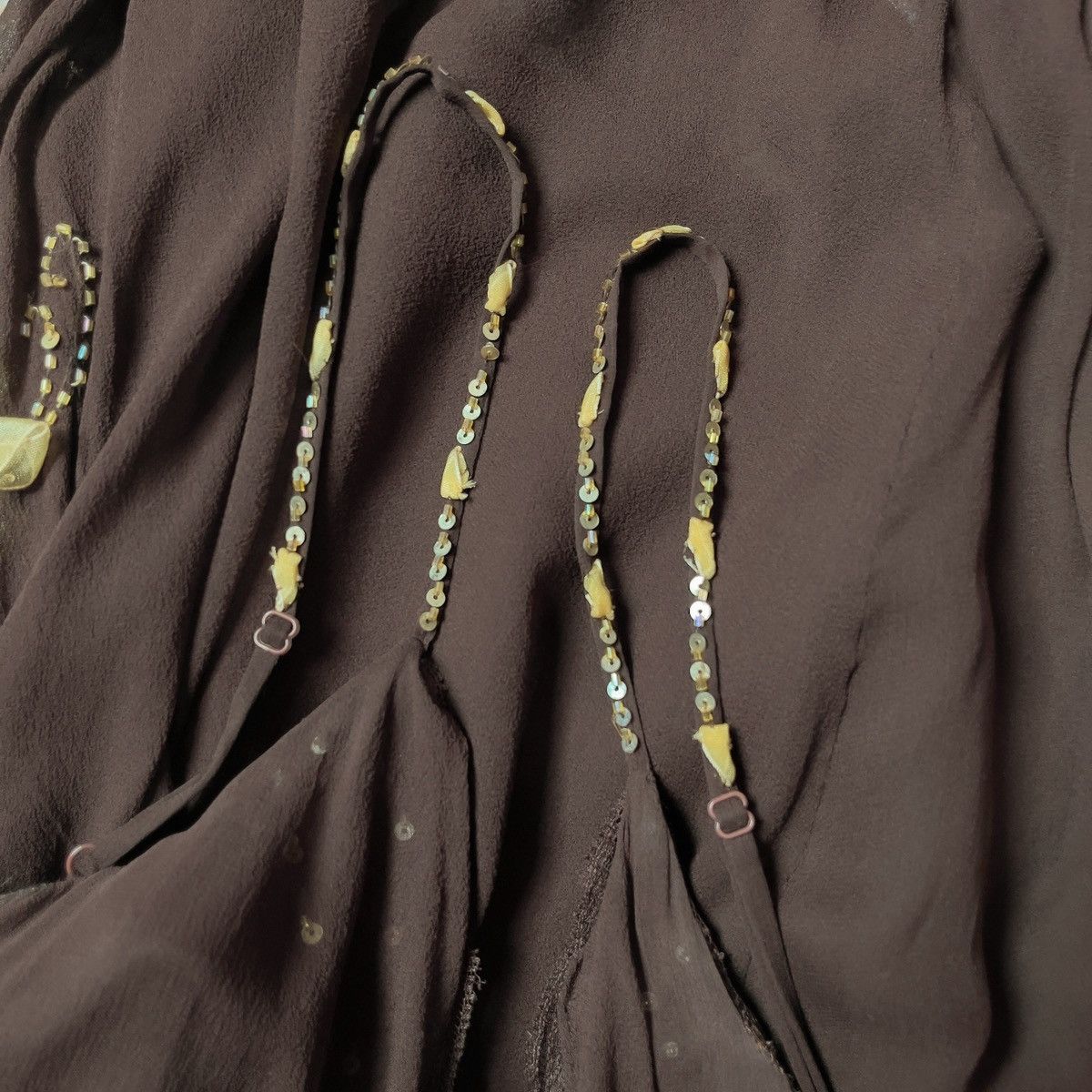 Other Vintage 1990s Silk Chiffon Brown Evening Gown (S–M) Size M / US 6-8 / IT 42-44 - 12 Thumbnail