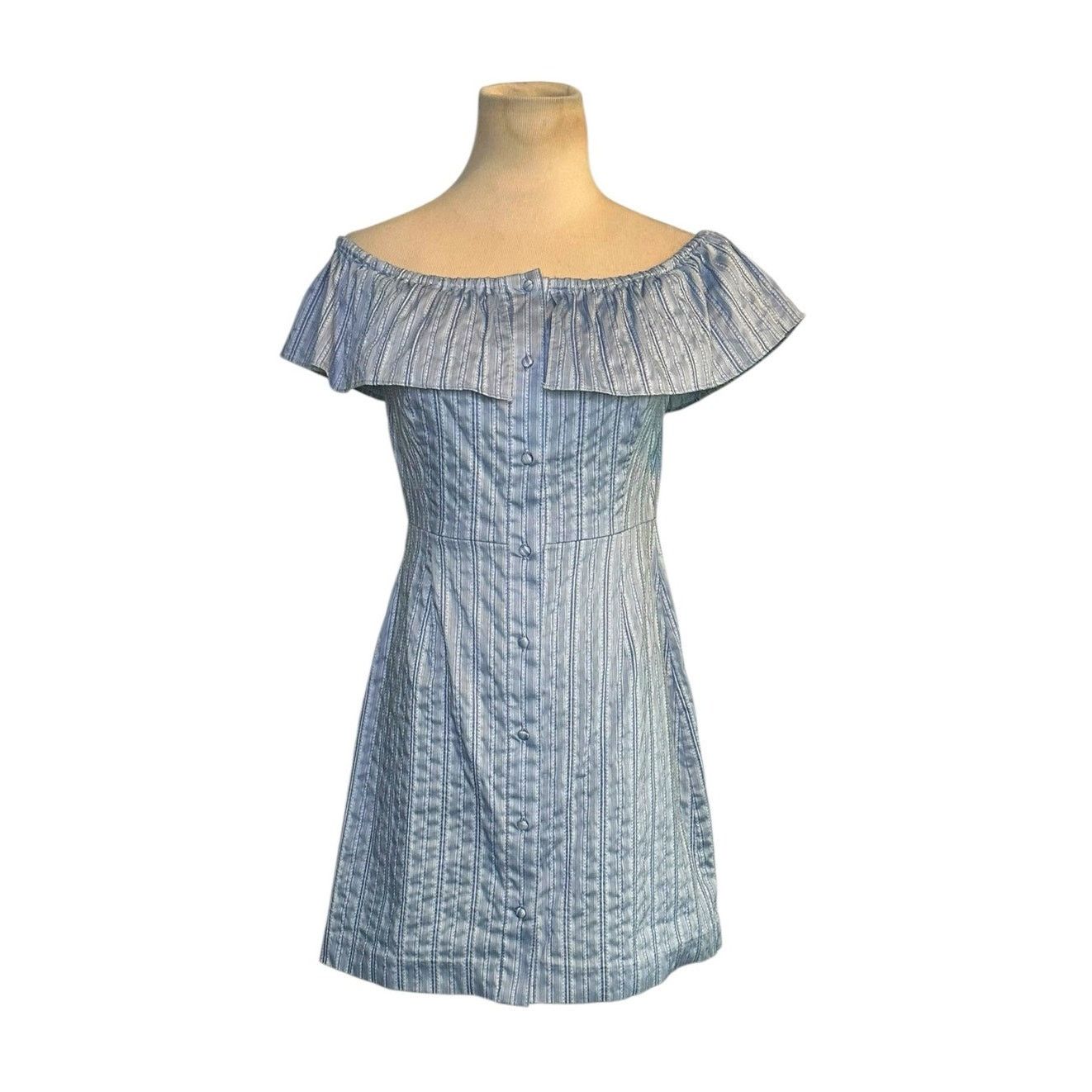 INTERMIX Intermix Ella Off the Shoulder Mini Striped Dress Size Small Size S / US 4 / IT 40 - 1 Thumbnail