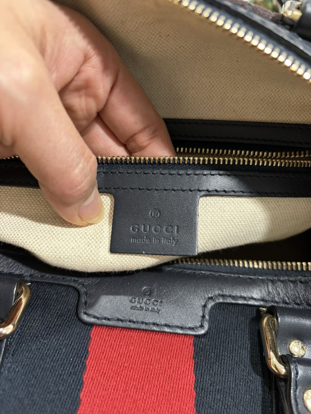Gucci Gucci GG Canvas Boston Navy Medium Size ONE SIZE - 18 Thumbnail