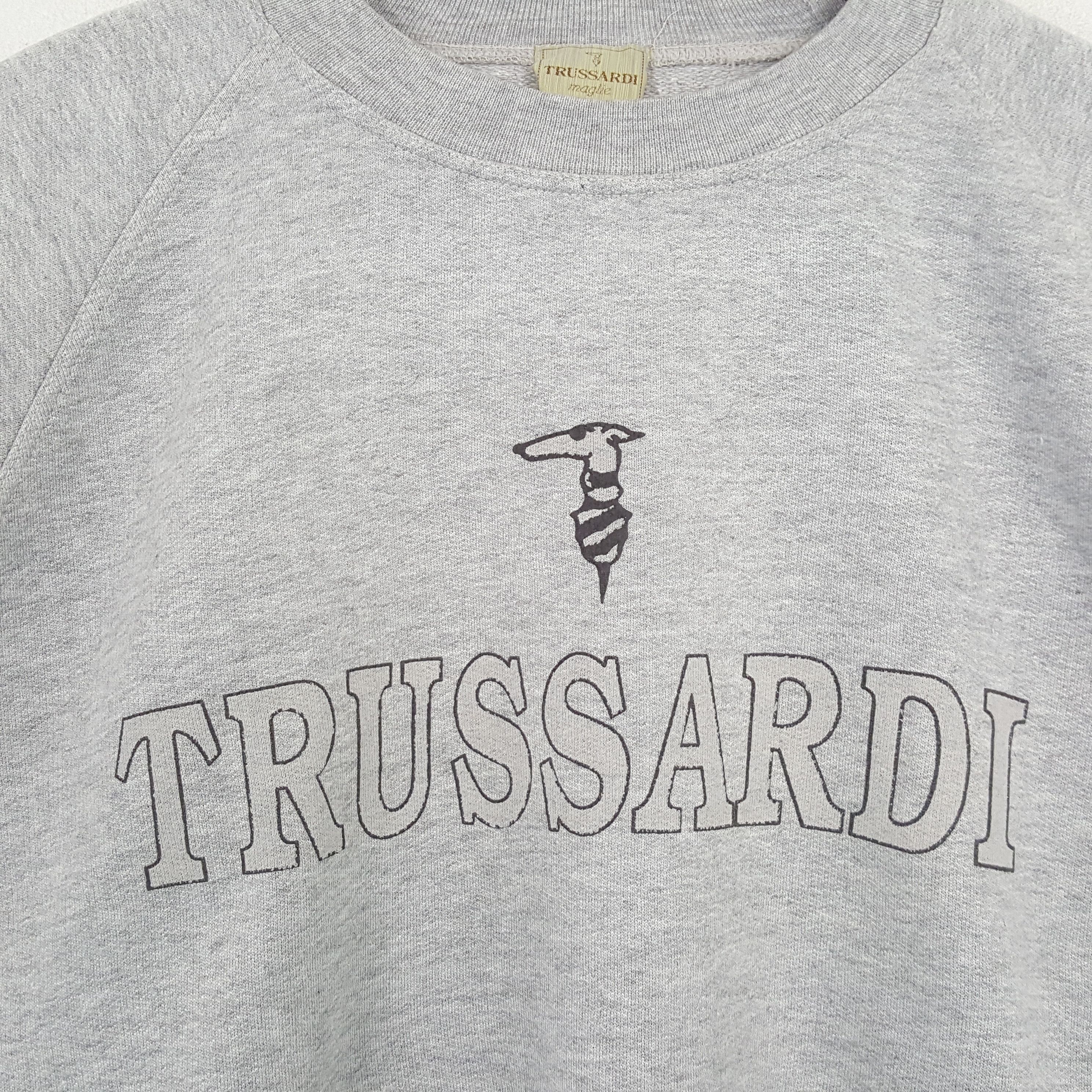Trussardi × Vintage Trussardi Center Logo Spellout Design Sweatshirt Size US L / EU 52-54 / 3 - 2 Thumbnail
