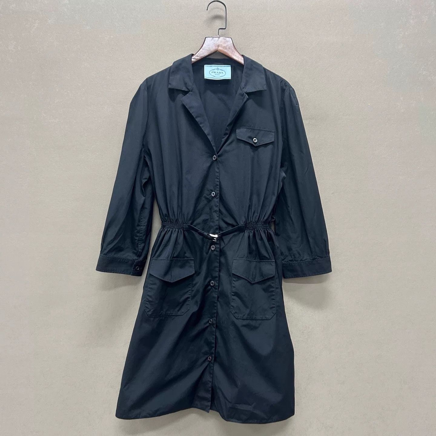 Prada Prada NWT back triangle logo cinched waist dress42 Size M / US 6-8 / IT 42-44 - 1 Thumbnail