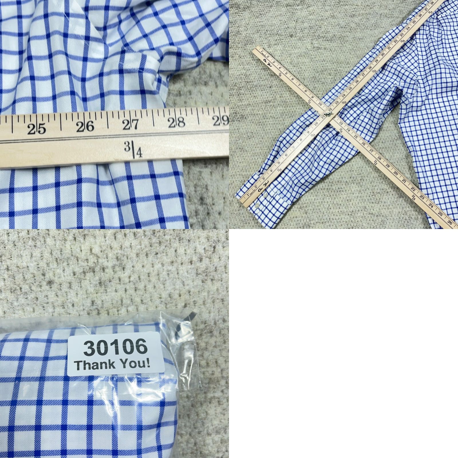 Charles Tyrwhitt Charles Tyrwhitt Shirt Men 3XL Blue White Check Button-Up Dress Casual Business Knit Modern Preppy Classic Mens Textured Cotton Shirt Size 48R - 8 Thumbnail