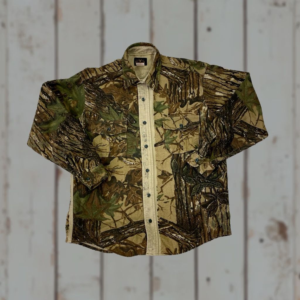 Realtree VINTAGE 90s Deerskin Shirt Mens Large Camouflage Realtree Chamois Cotton Flannel Hunting USA Shirt Size US L / EU 52-54 / 3 - 1 Thumbnail