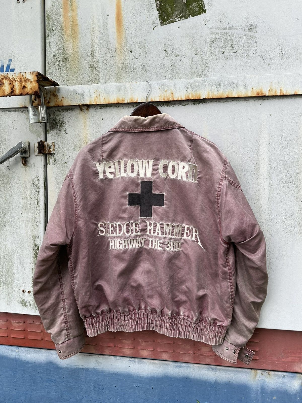 Vintage 👹Vintage Faded Yellow Corn SLEDGE HAMMER Bomber Jacket Size US M / EU 48-50 / 2 - 2 Thumbnail