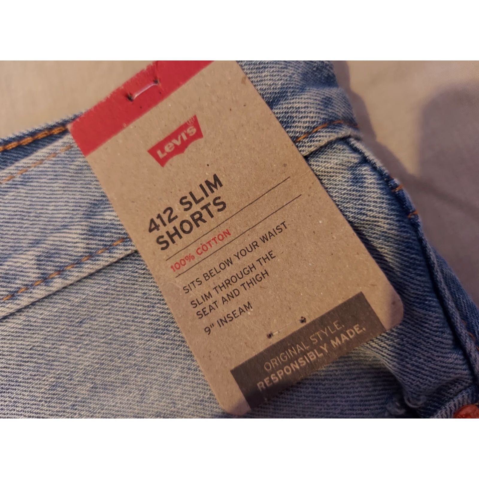 Levi's Mens Levis 412 Denim Shorts 42 Slim Jean Stretch New Size US 42 / EU 58 - 5 Thumbnail