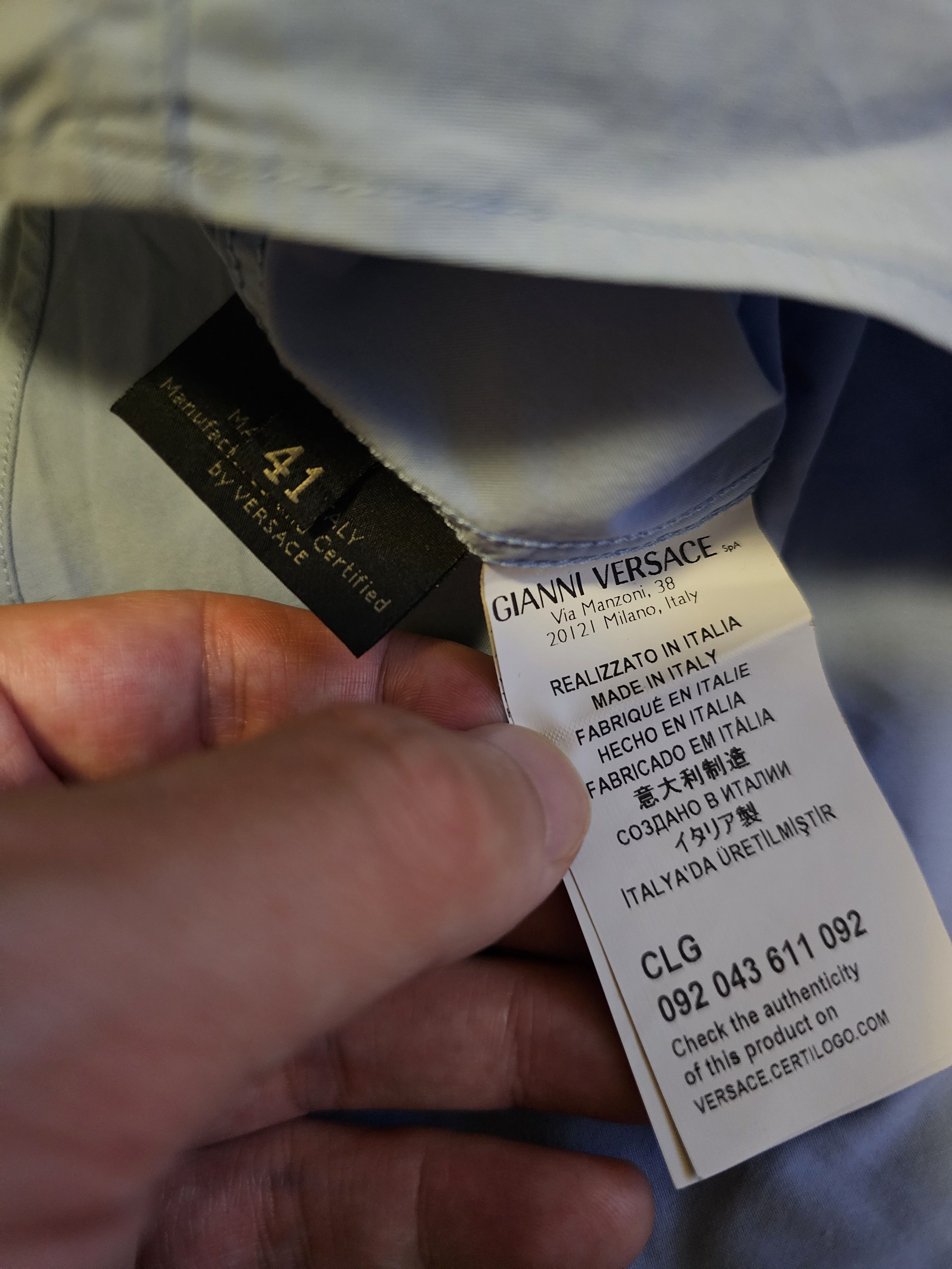Versace Versace men's light blue shirt size 41 Size US L / EU 52-54 / 3 - 5 Thumbnail