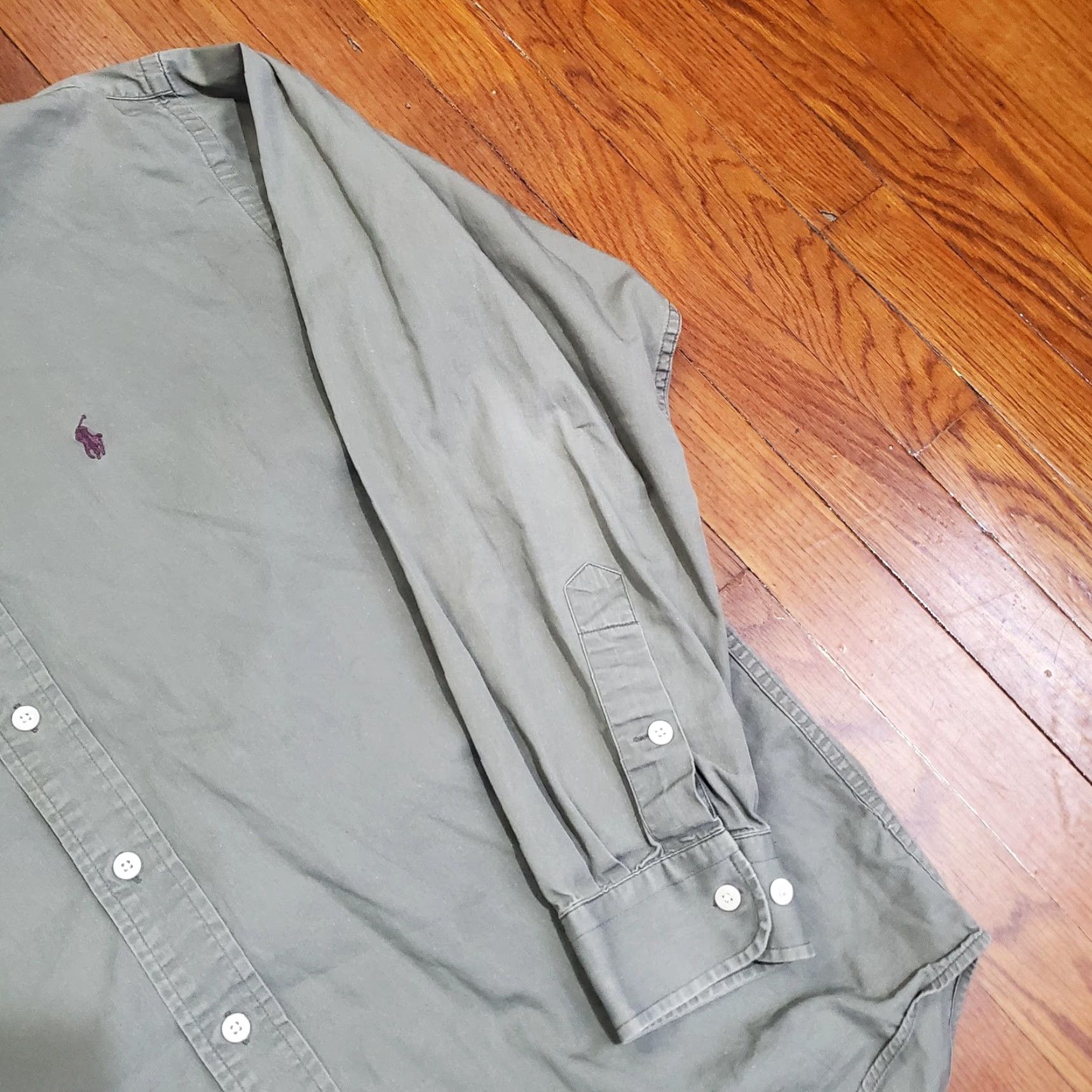 Polo Ralph Lauren VINTAGE Polo Ralph Lauren Shirt Mens L Green Marlowe Cotton Long Sleeve Button Down Size US L / EU 52-54 / 3 - 5 Thumbnail