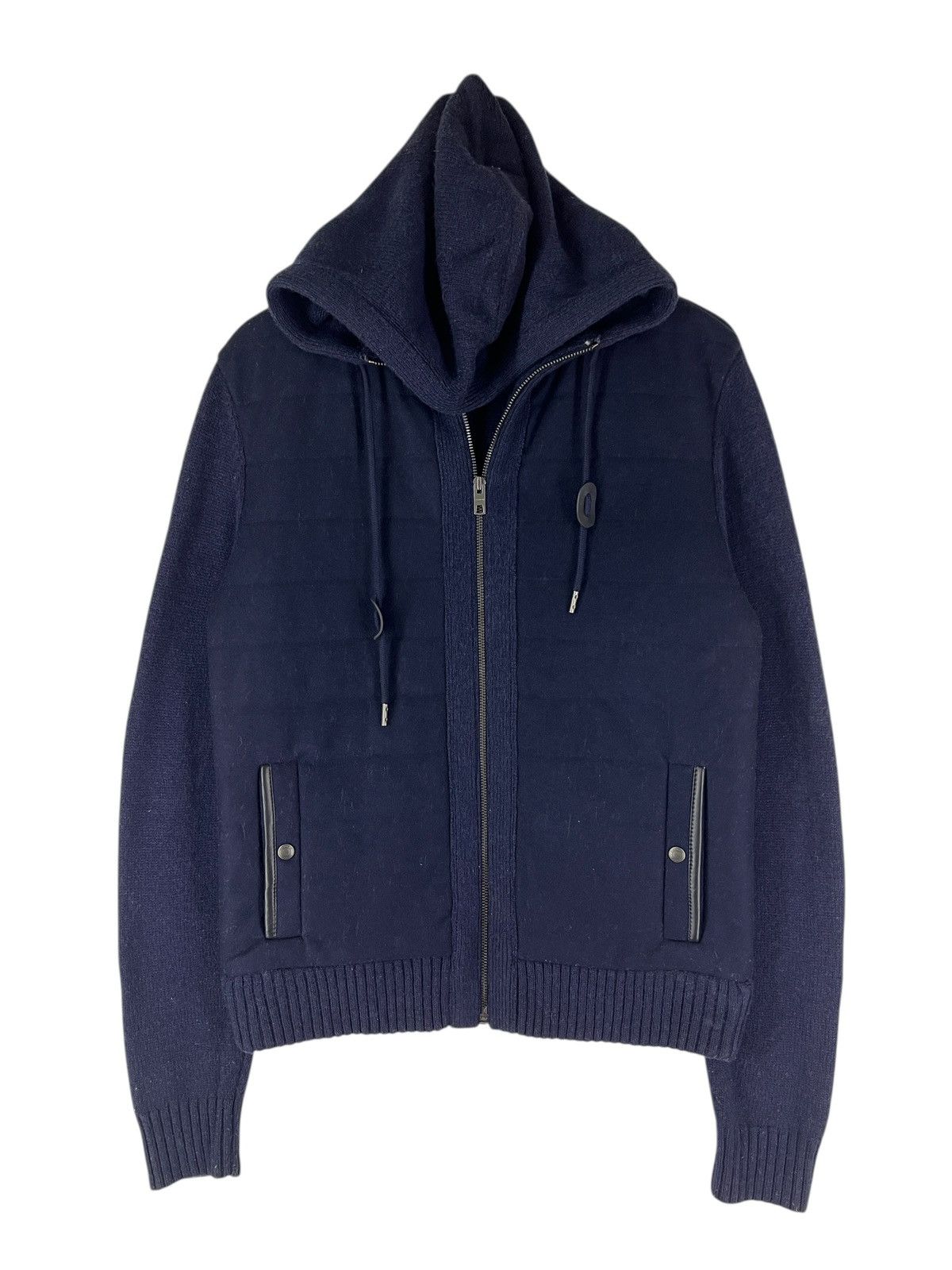Coach 🔥 Coach Navy Blue Knit Sleeve Hoodie Jacket Size US M / EU 48-50 / 2 - 2 Thumbnail